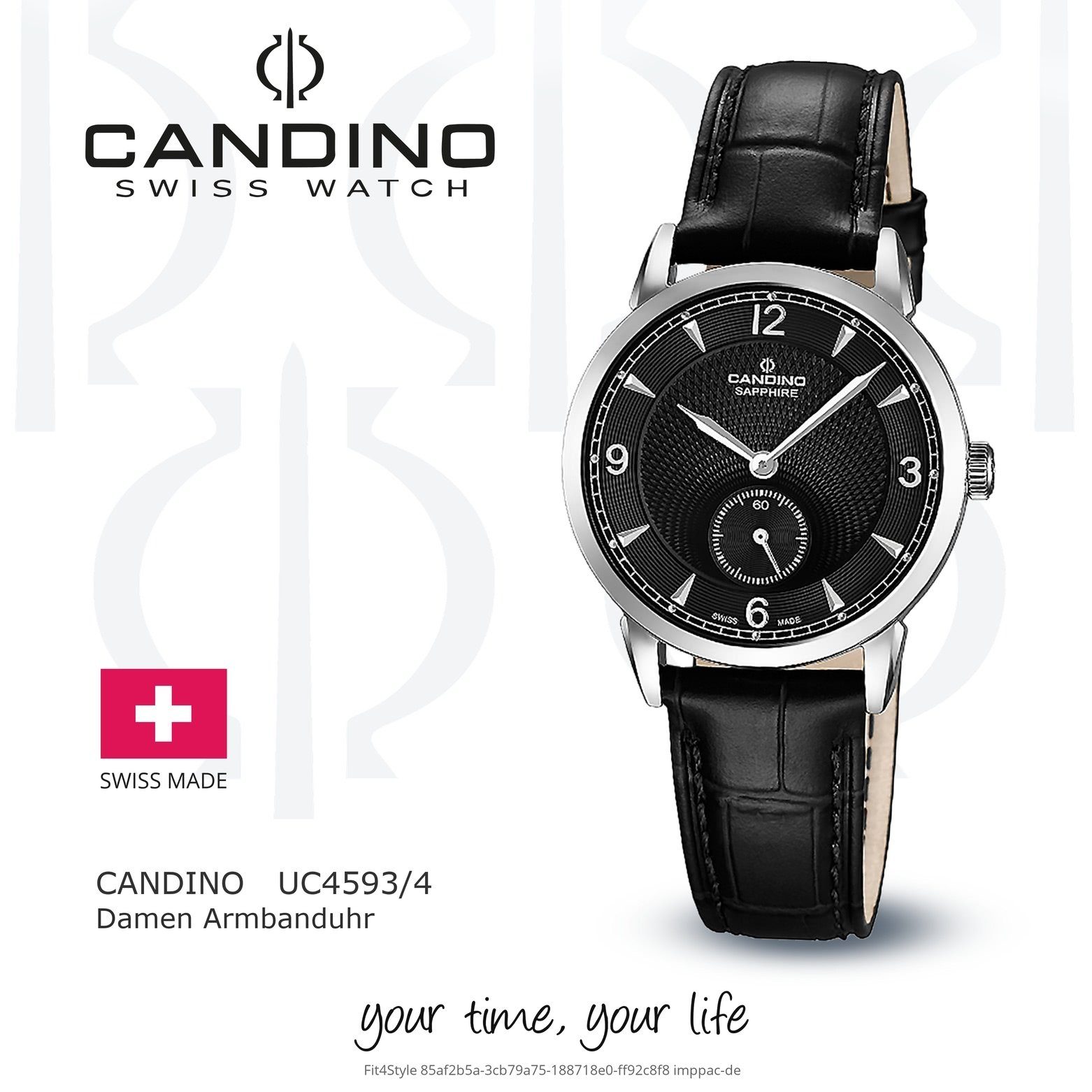 Candino Quarzuhr Candino Damenuhr Armbanduhr Classic Damen C4593/4, Edelstahlarmband schwarz rund