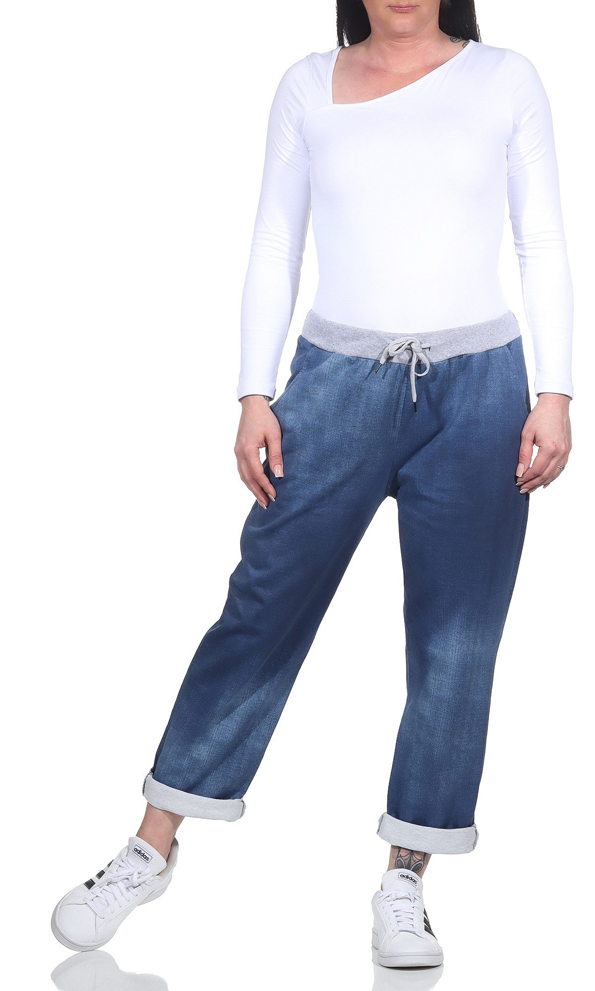 CLEO STYLE Jogginghose Damen Jogginghose 2581 36-40 Dunkelblau / Uni günstig online kaufen