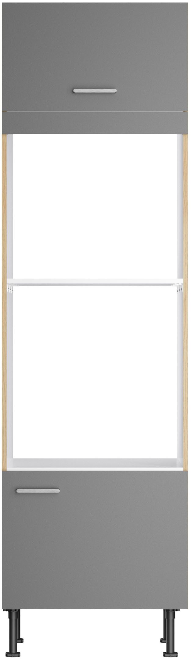 KOCHSTATION Mikrowellenumbauschrank KS-Lucy Breite 60 cm, mit 1 Tür, 1 Klappe, Soft-Close, höhenverstellbare Füße