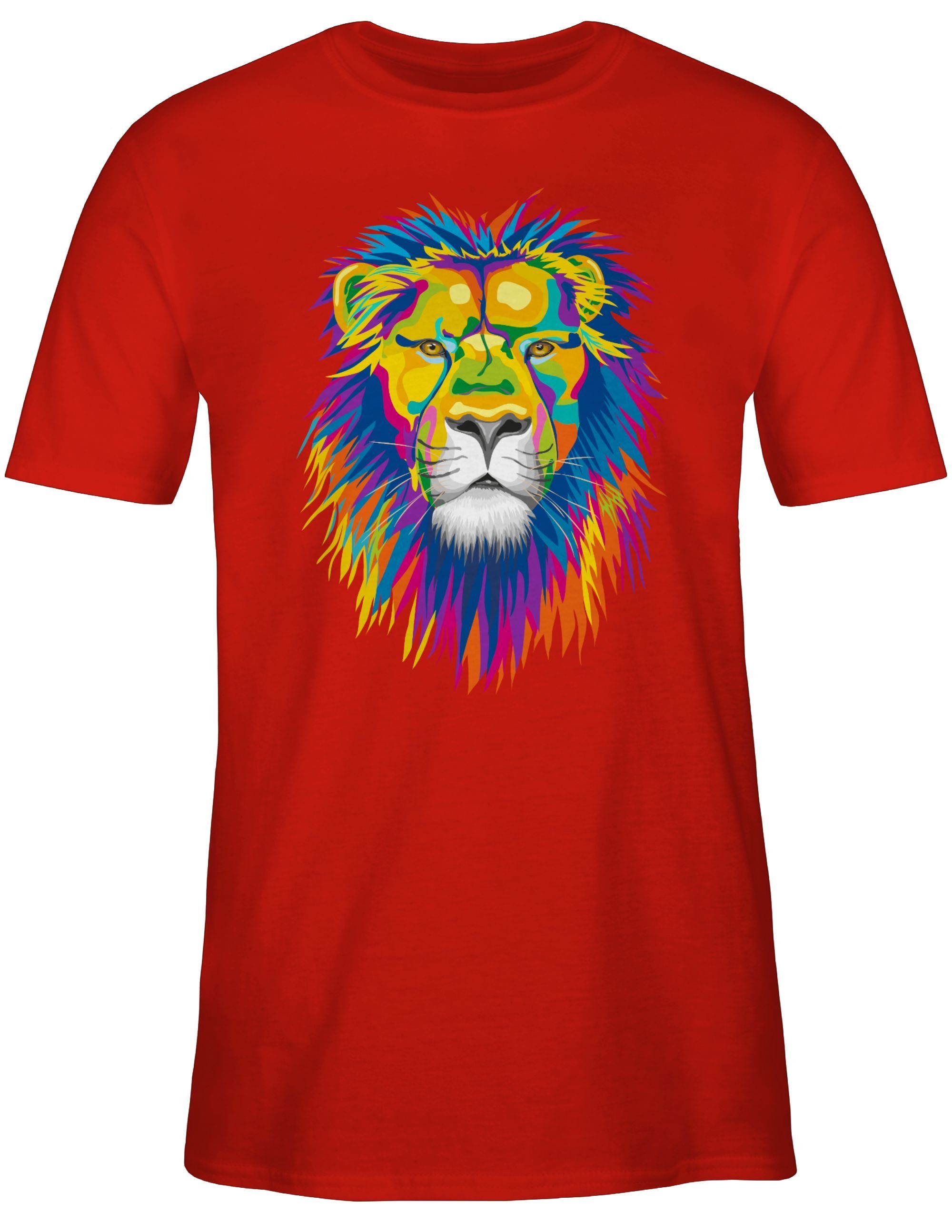 Shirtracer T-Shirt Löwe Lion Rot Wildnis 03 Dschungel Deko