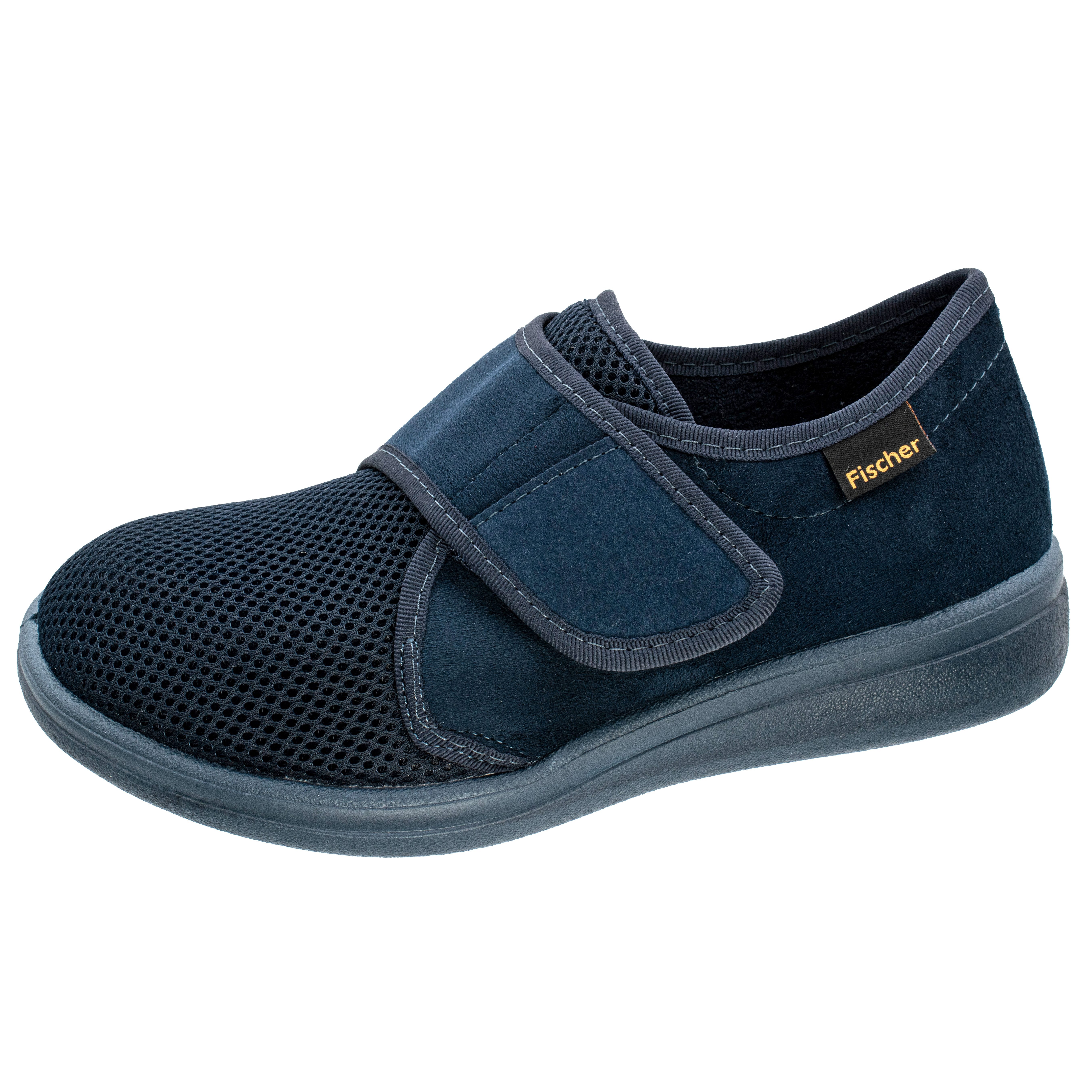 Fischer-Markenschuh Bad Wiessee Hausschuh aus Mesh/Velour, Frotteefutter, Einlegesohle herausnehmbar, Weite L