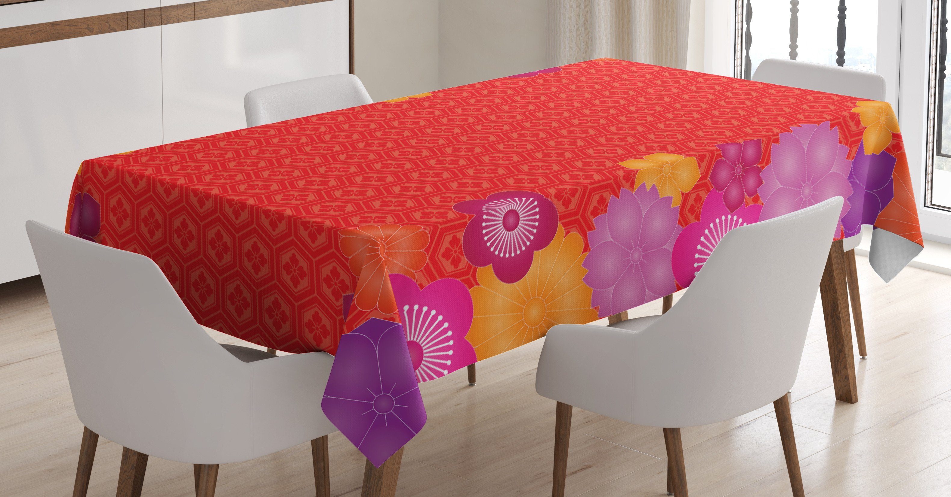 Abakuhaus Tischdecke Farbfest Waschbar Für den Außen Bereich geeignet Klare Farben, rot verheißungsvollen Glockenblume