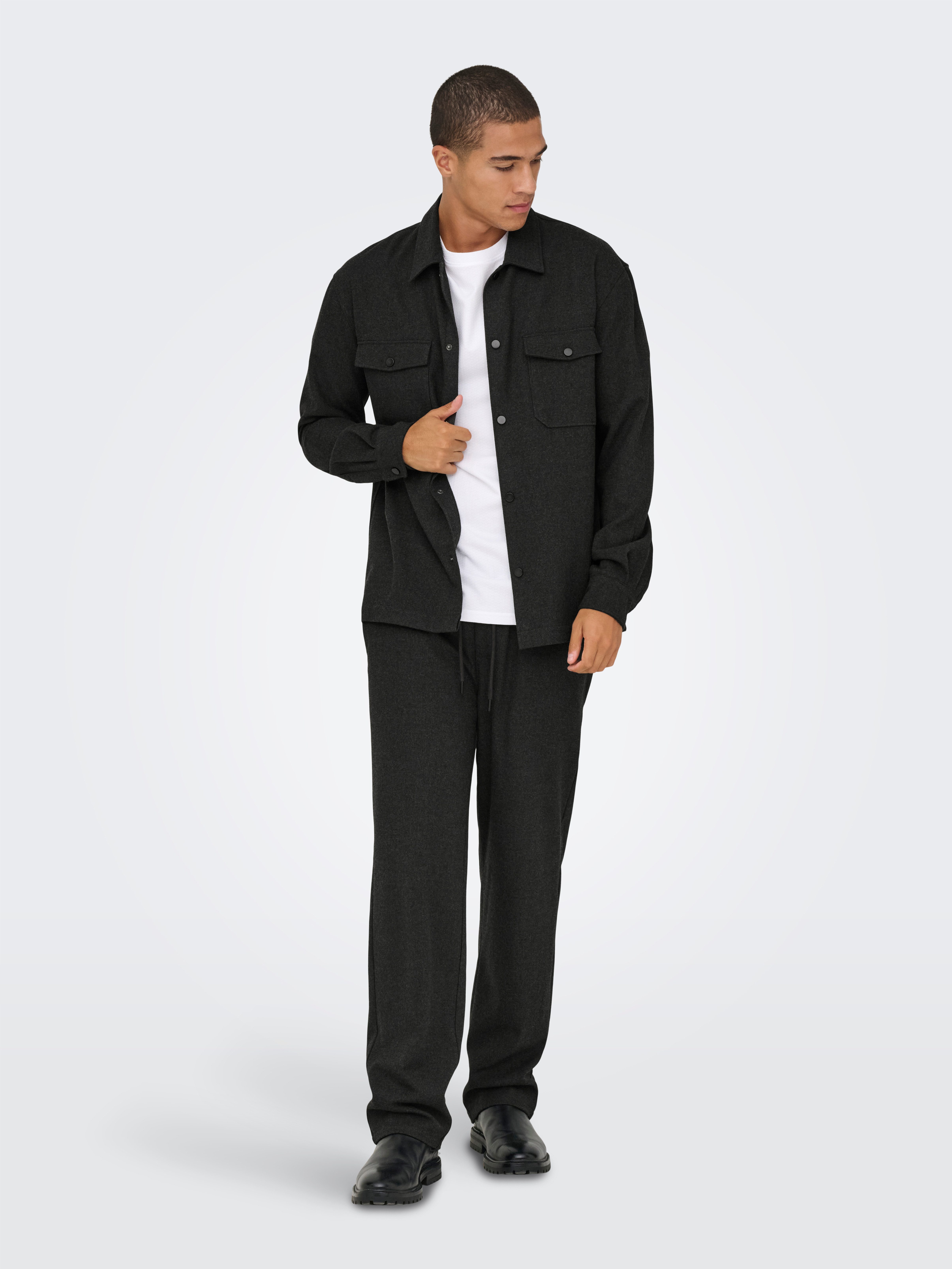 ONLY & SONS Langarmhemd ONSMARK BRUSHED 0353 OVERSHIRT Materialmix, regular fit