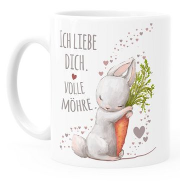 MoonWorks Tasse Kaffee-Tasse Liebesgeschenk Ich liebe dich volle Möhre Hase mit Karotte Liebesbotschaft Liebesbeweis Moonworks®, Keramik