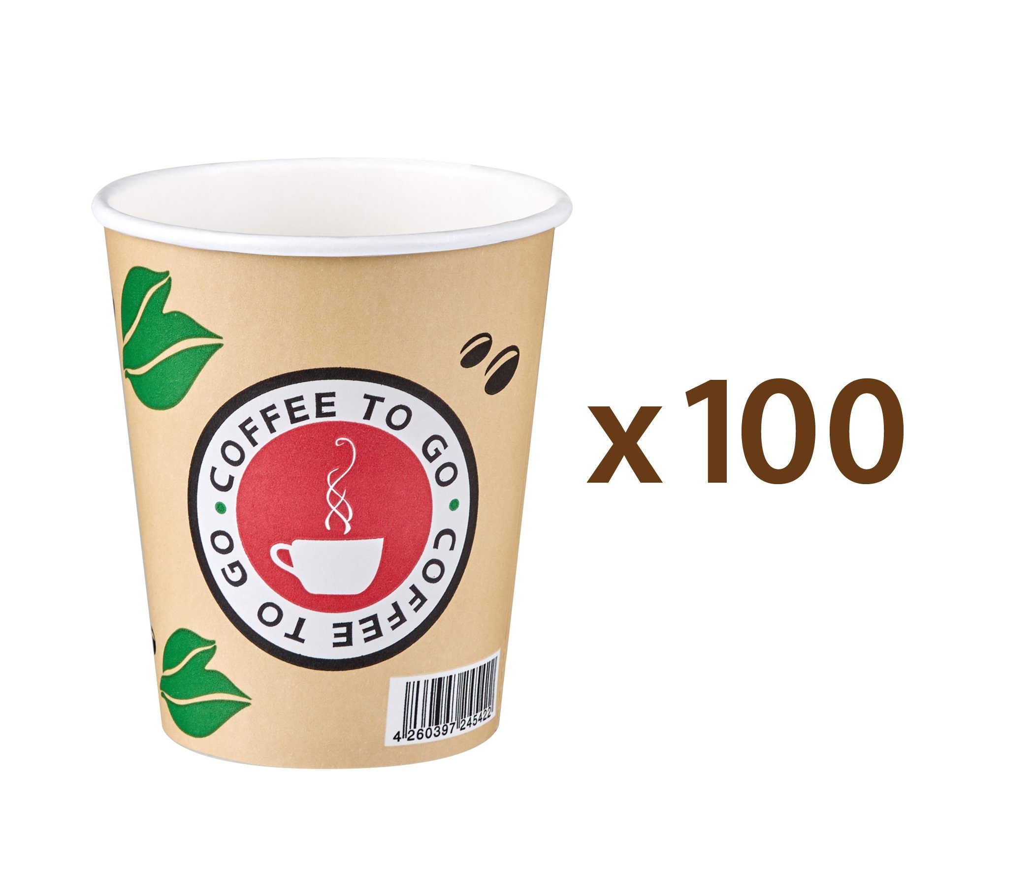 Goldhofer Coffee-to-go-Becher Kaffeebecher Set (100-2000 Stück) hitzebeständige Pappbecher, 100-tlg., Ohne Deckel, Optional mit Deckel