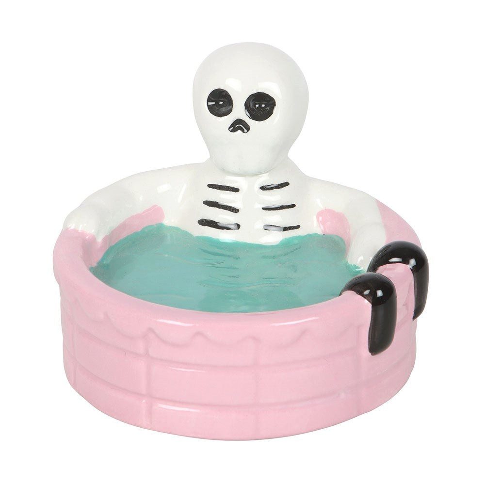 Something Different Dekoschale Keramik Schmuckschale Skelett in Badewanne Pink Gothic