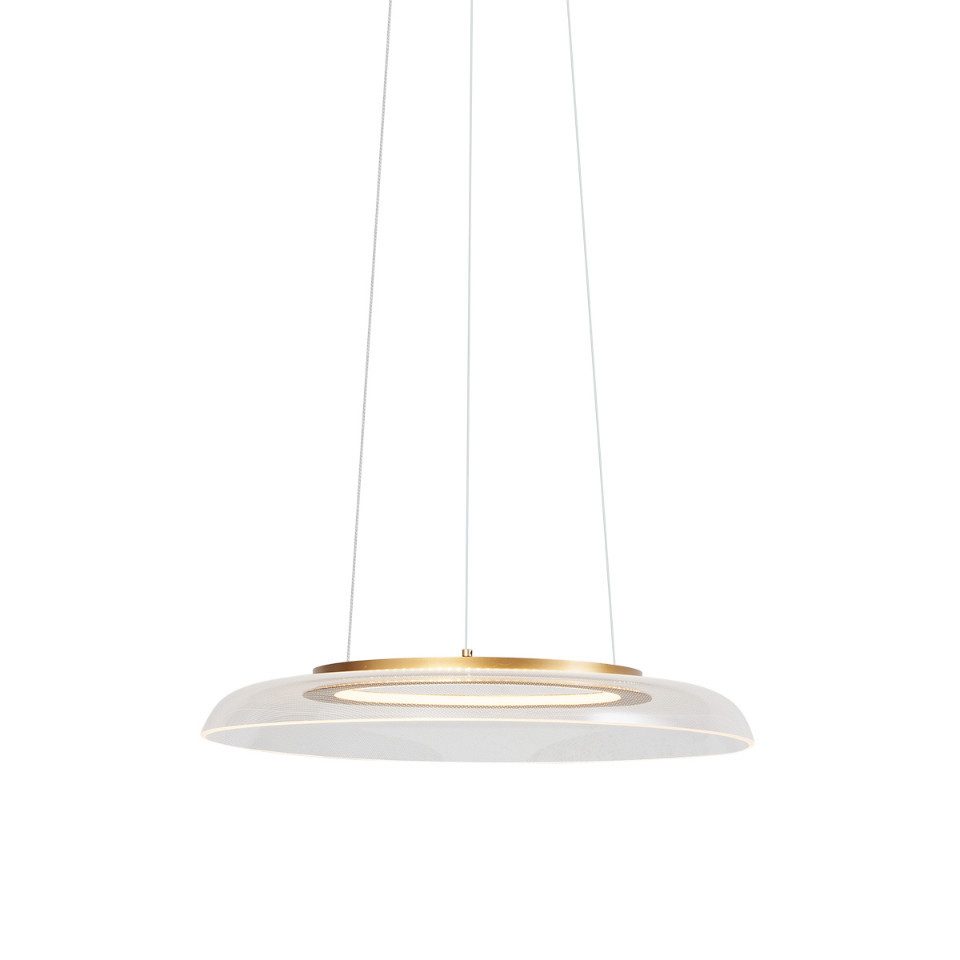 Qazqa Pendelleuchte Scacrylic, Dimmbar, LED fest integriert, Extra-Warmweiß, QAZQA Hängeleuchte, integrated, gold, Kunststoff, Design