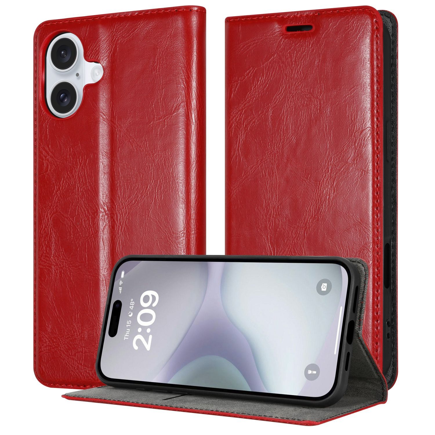Cadorabo Smartphone-Hülle für Apple iPhone 16 PLUS Hülle mit Magnetverschluss Apple iPhone 16 PLUS, Hülle Schutzhülle mit Standfunktion, Magnetverschluss und Kartenfach