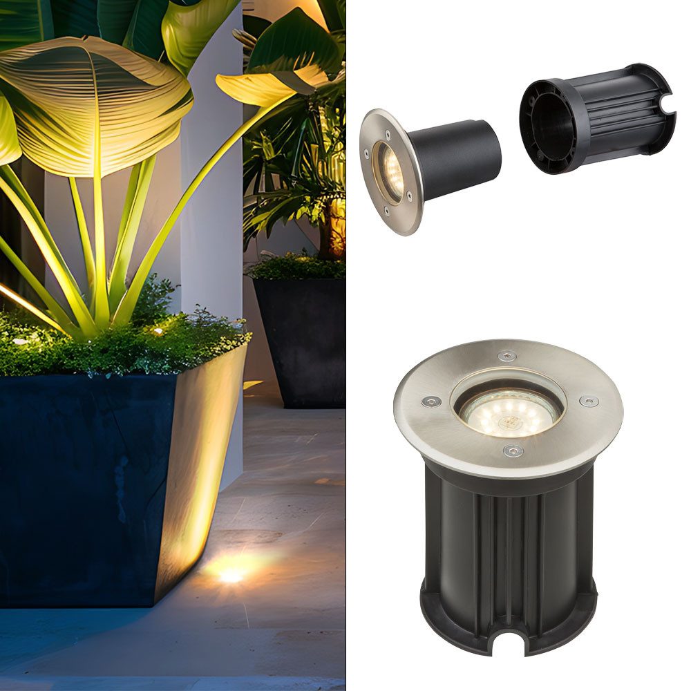 GLOBO LIGHTING LED Einbaustrahler, Leuchtmittel nicht inklusive, Boden Spot Einbau Strahler Garten Weg Hof Einfahrt IP65 Edelstahl