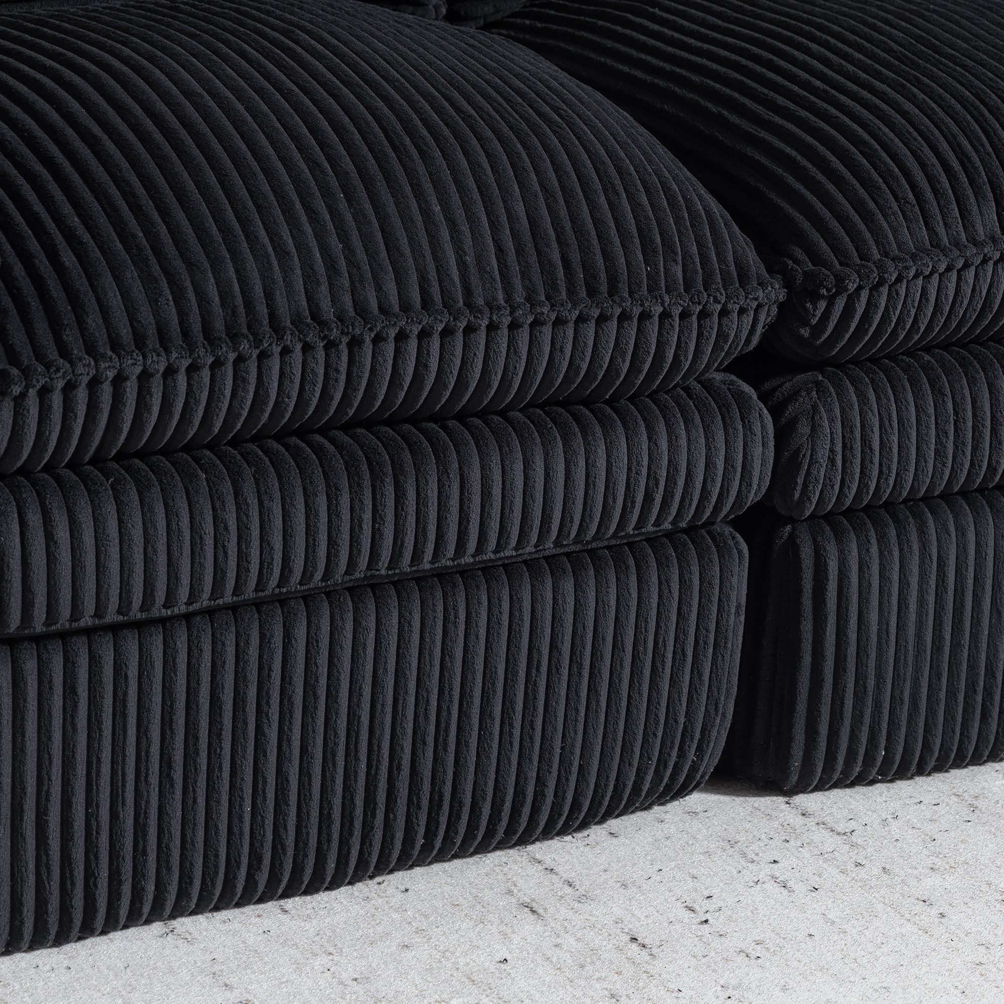 MODFU Sofa 2-Sitzer-Modulsofa aus Cord, mit Kissen, 2 unterschiedlich großen Seitentaschen und 3-lagigem Schaumstoff plus Federkern für schnelles Zurückfedern, Loungesofa