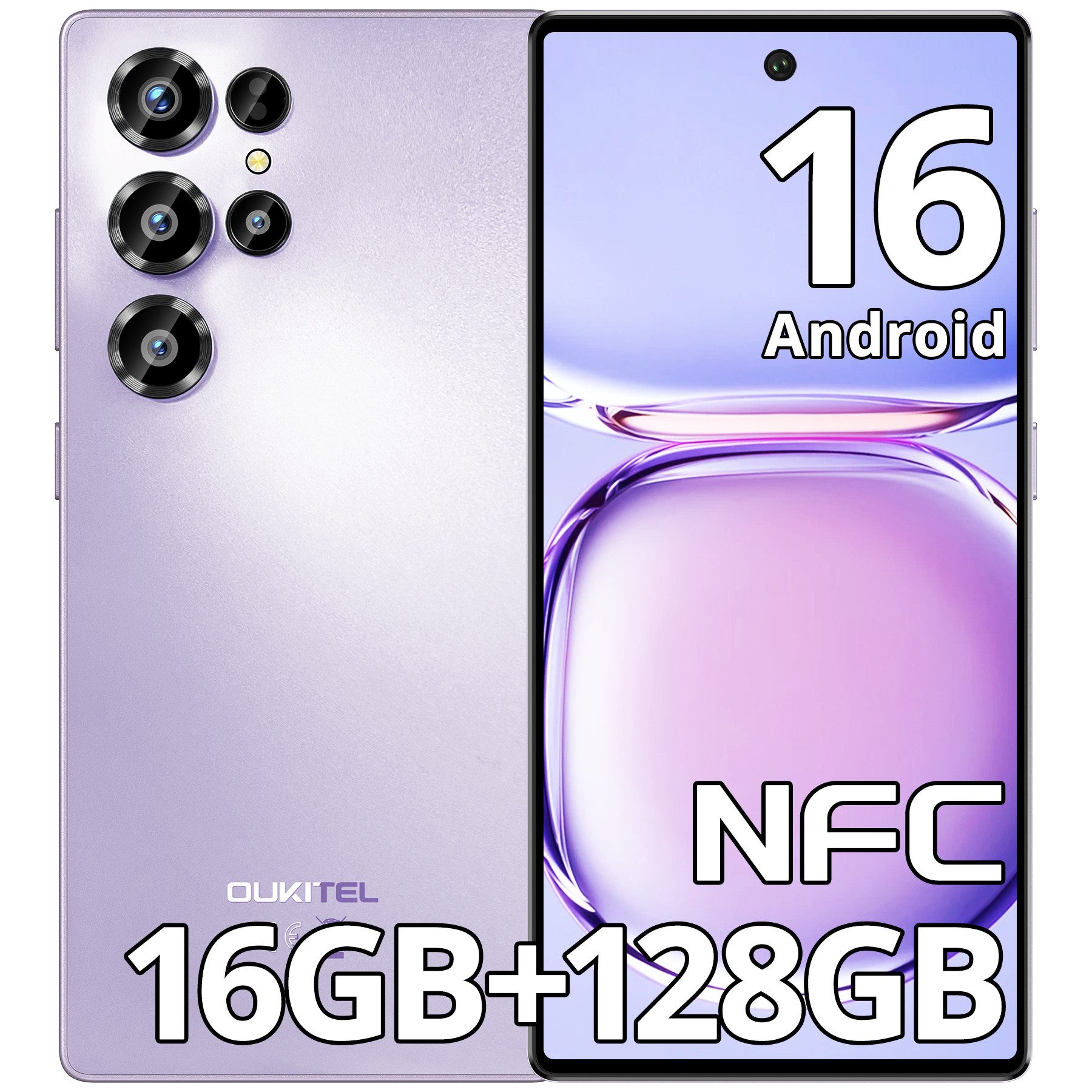 OUKITEL C66 Handy Ohne Vertrag Android 16 Smartphone (17,09 cm/6.73 Zoll, 128 GB Speicherplatz, 64 MP Kamera, 5000mAh, 16(4+12)GB+128GB /1TB, 6.73" HD+ 120Hz, Dual SIM/ OTG/ GPS)