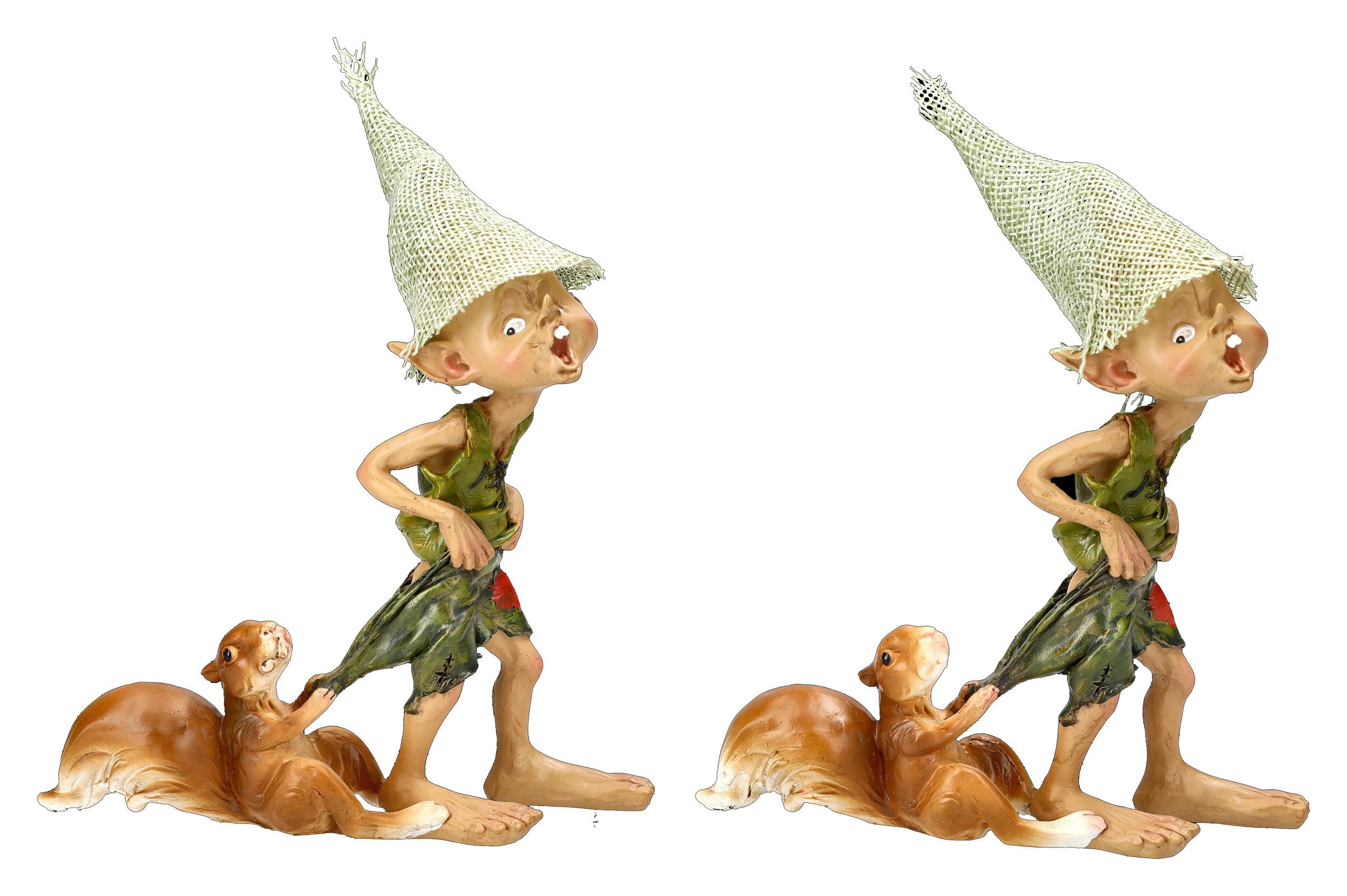 Dekofigur Pixie Kobold Figur - Freches Eichhörnchen 2er Set - Hose ziehen Zwerge