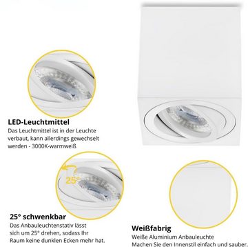 Sweet LED LED Deckenspots spots eckig weiß Aufbauspot GU10 7W Aluminium Deckenspots, Leuchtmittel wechselbar, Warmweiß, Deckenaufbauleuchte, Aufbaustrahler, Deckenspot