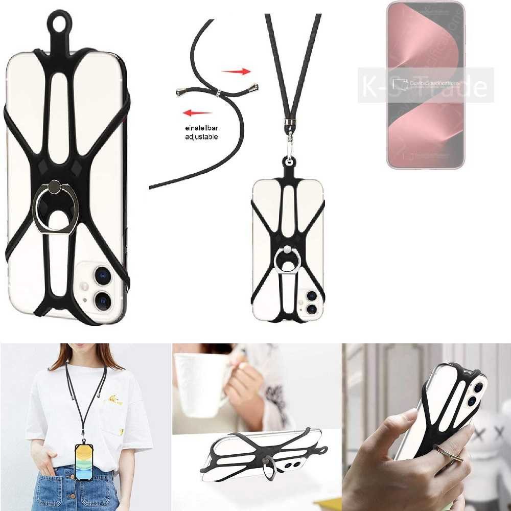 K-S-Trade Handyhülle für Huawei Pura 80 Pro+, 3in1 Handykette Handyband Handykordel Halsband Smartphone-Ring