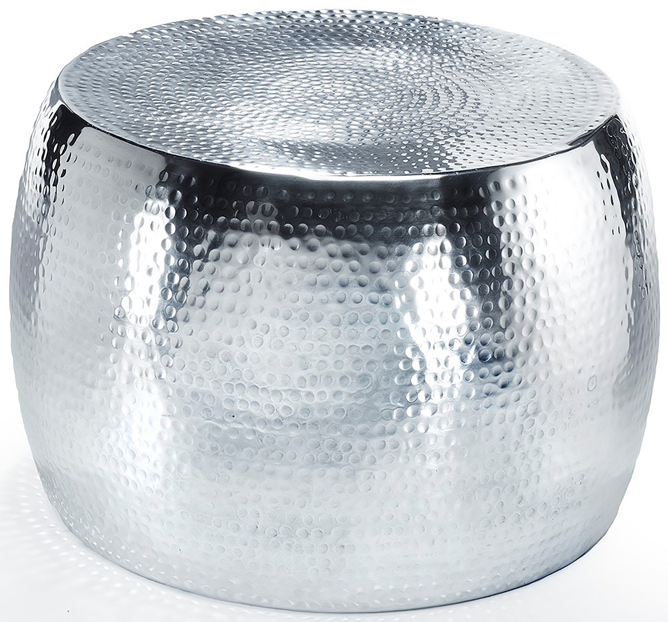 Kobolo Beistelltisch Tisch Ablagetisch SHINE aus gehämmertem Metall (silber, 1-St)