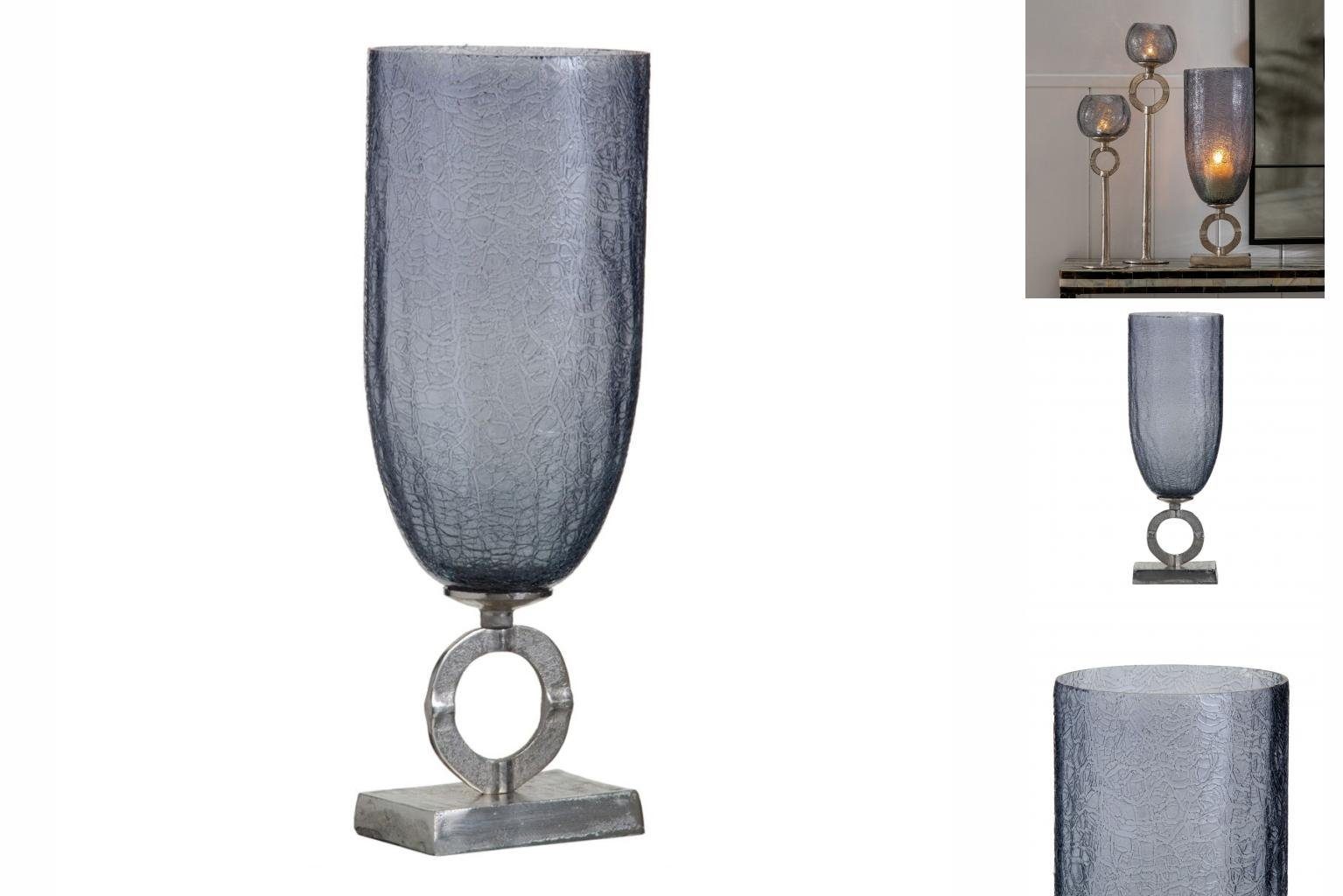 Bigbuy Dekovase Vase 17 x 17 x 47 cm Glas Grau Metall Silber