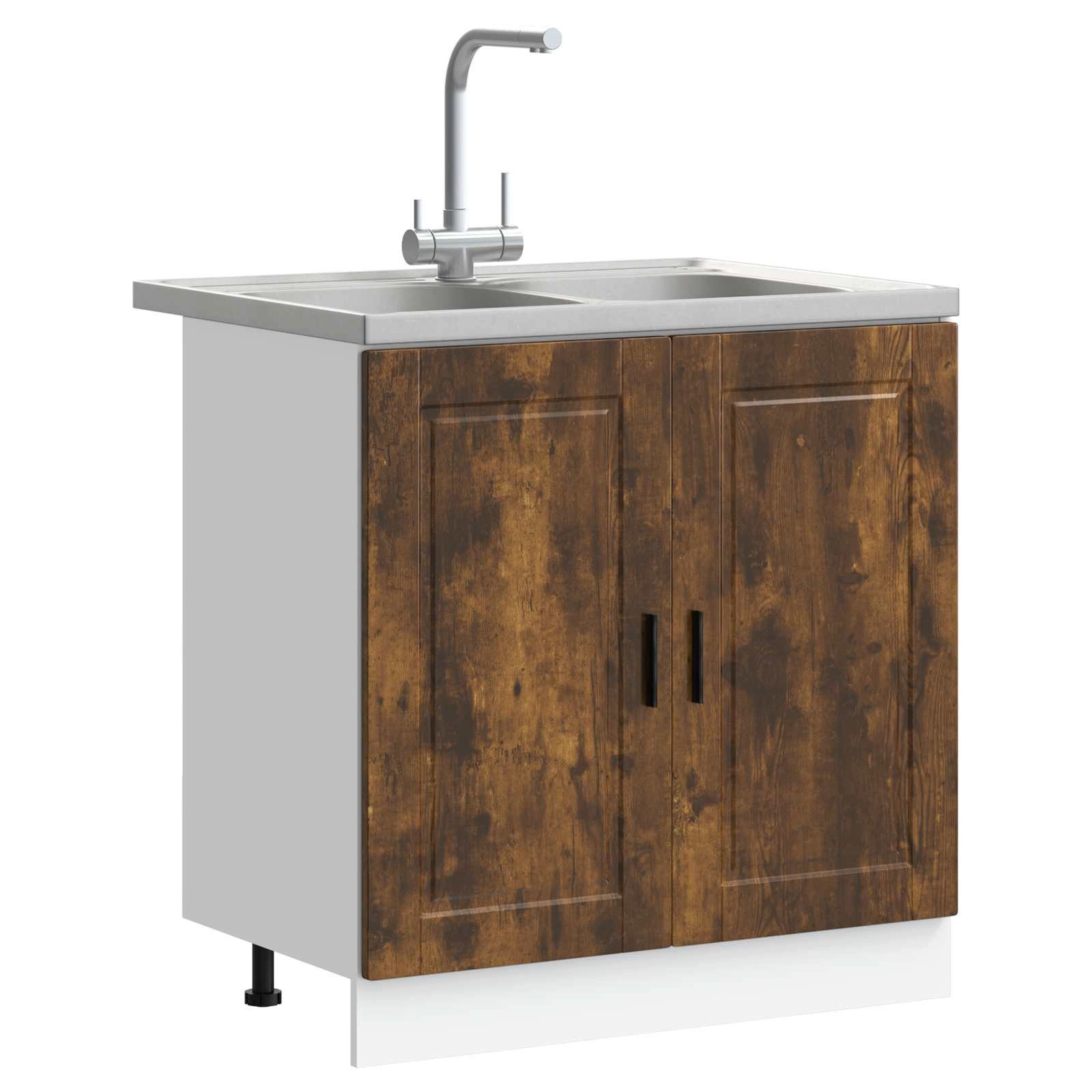 vidaXL Badezimmerspiegelschrank Waschbecken-Unterschrank Porto 2 stk. Braun 80 x 46 x 81.5 cm (2-St)