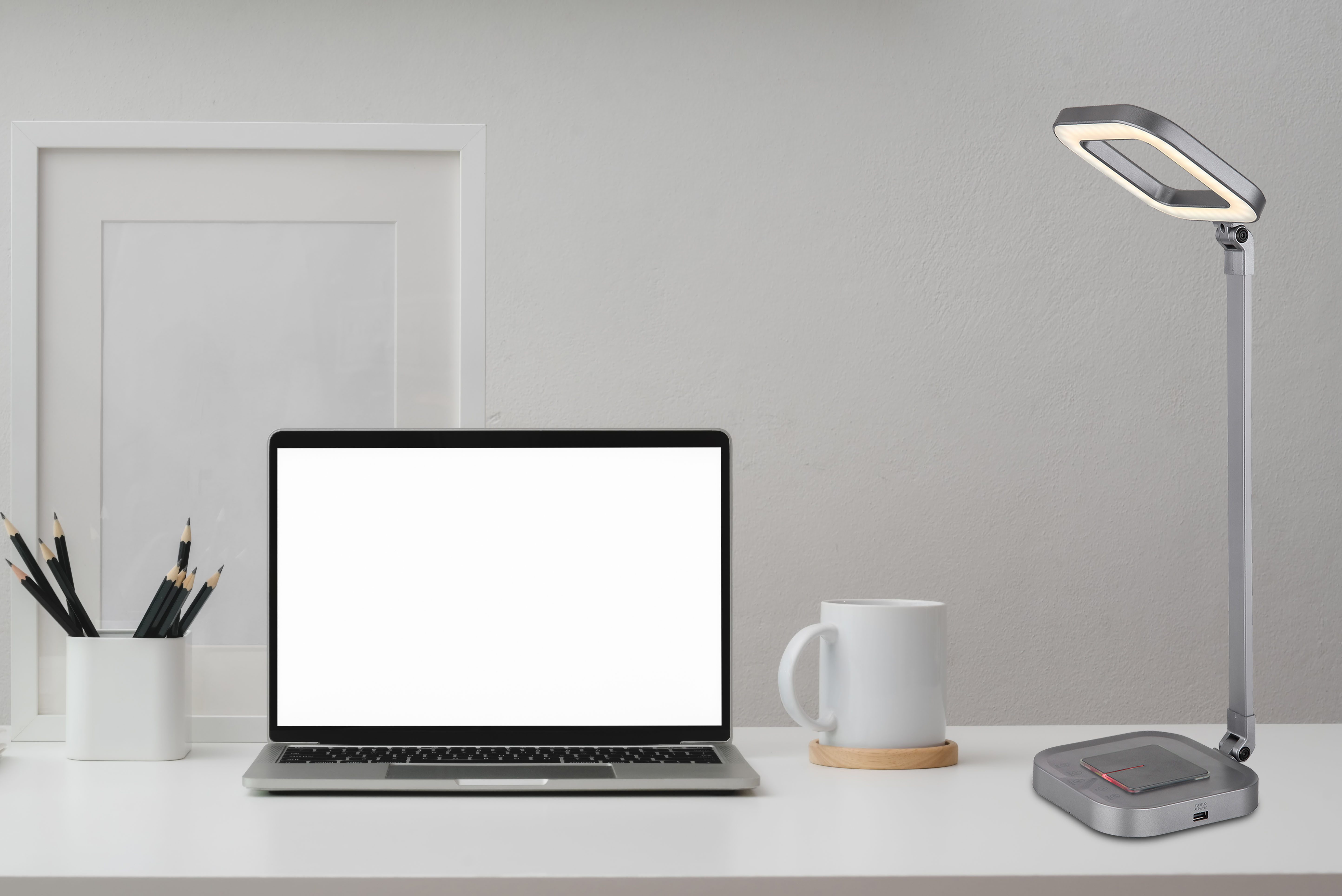 GLOBO LIGHTING LED Tischleuchte MONACO, Dimmfunktion, RGB, mehrere Helligkeitsstufen, LED fest integriert, Tischlampe/Arbeitszimmer/Bürotischleuchte/grau
