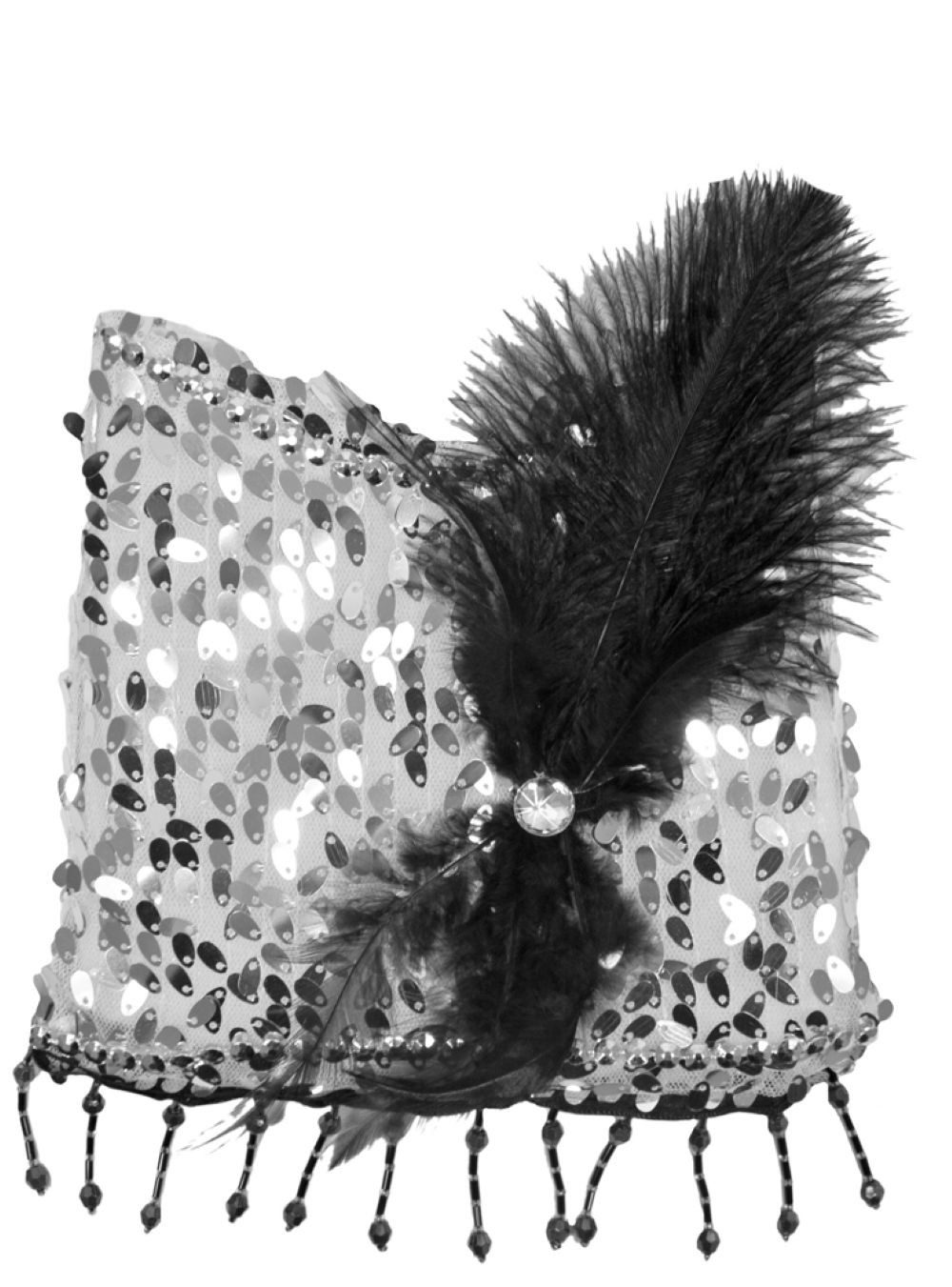 Das Kostümland Kostüm Charleston Pailletten Handtasche, Silber günstig online kaufen