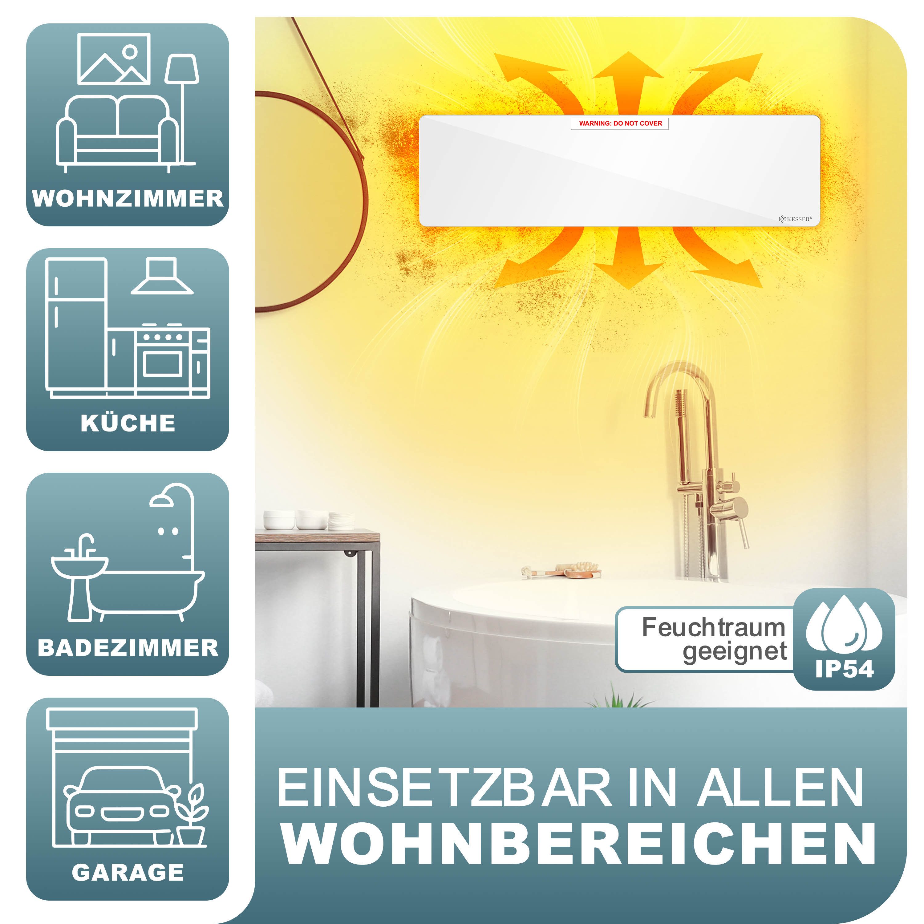 Könighaus ANTI-SCHIMMEL VERWARMING – Infrarood schimmelverwijderaar voor muur & badkamer – Schimmelvrij zonder chemie – Alternatief voor sprays & verf – Pakt schimmel bij de bron aan – Enkel