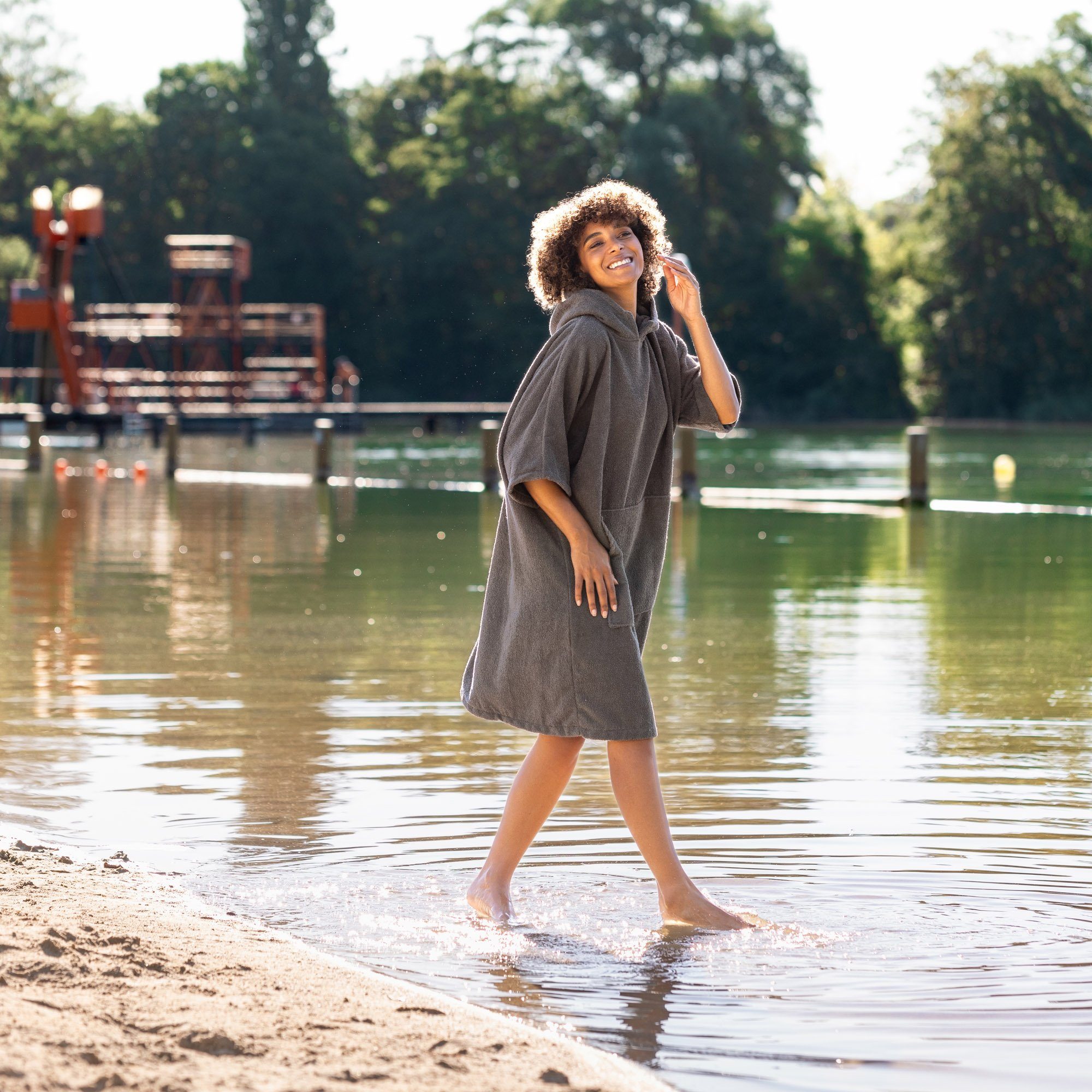 HOMELEVEL Bademantel Badeponcho Unisex aus 100% günstig online kaufen