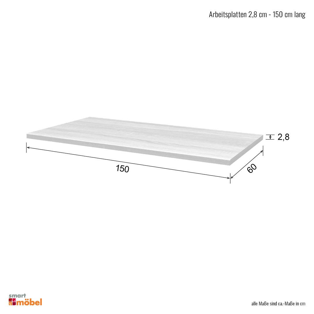 Flex-Well Arbeitsplatte Arbeitsplatte - 150 x 60 x 2,8 cm - Lancelot Oak – Vintea