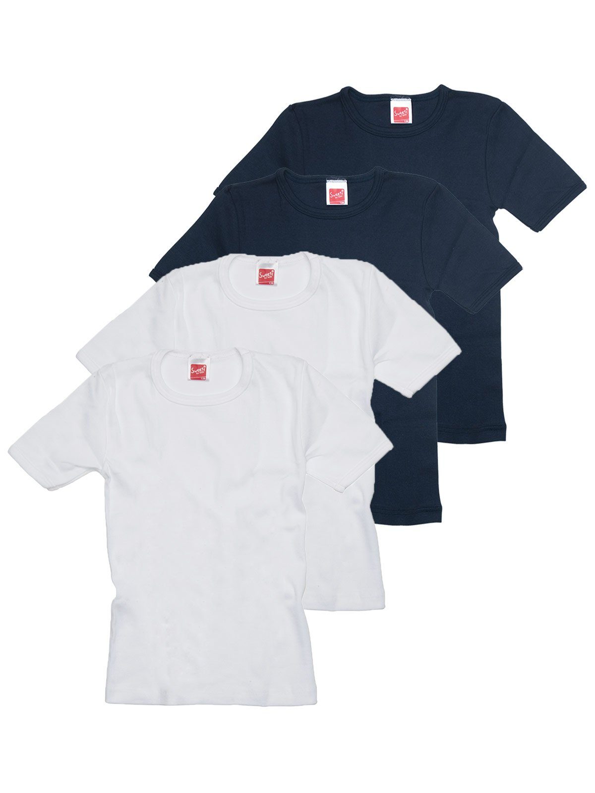 Markenqualität hohe Shirt (Spar-Set, Achselhemd Sweety navy Sparpack weiss Kinder Winterwäsche for 4er 4-St) Kids