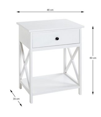 HAKU Beistelltisch HAKU Möbel Beistelltisch - weißlackiert - H. 60cm x B. 46cm