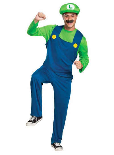 Smiffys Kostüm Nintendo Super Mario Brothers Luigi Kostüm, Der Bruder des Nintendo-Helden Super Mario: klassisches Luigi-Kostüm