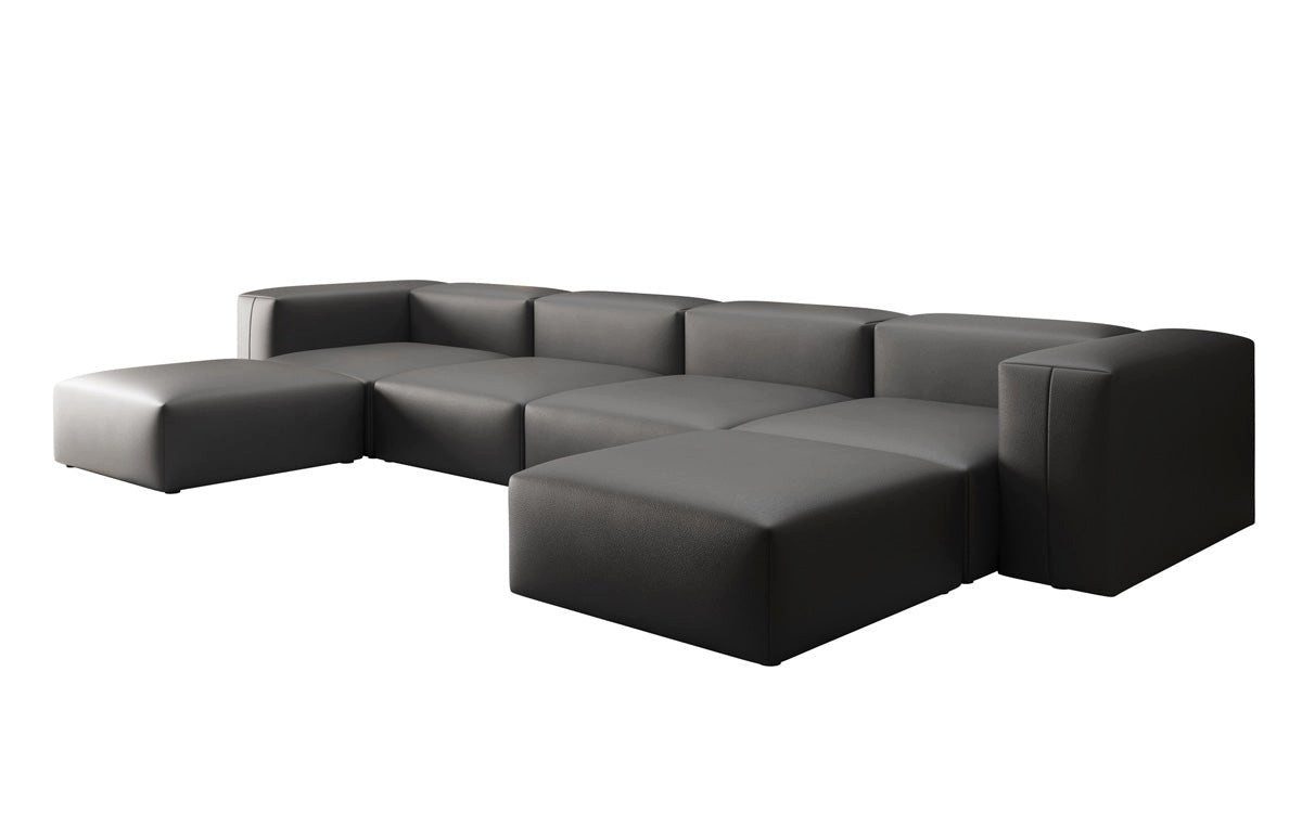 Luxusbetten24 Wohnlandschaft Designer U Sofa Snug, aus echtem Leder
