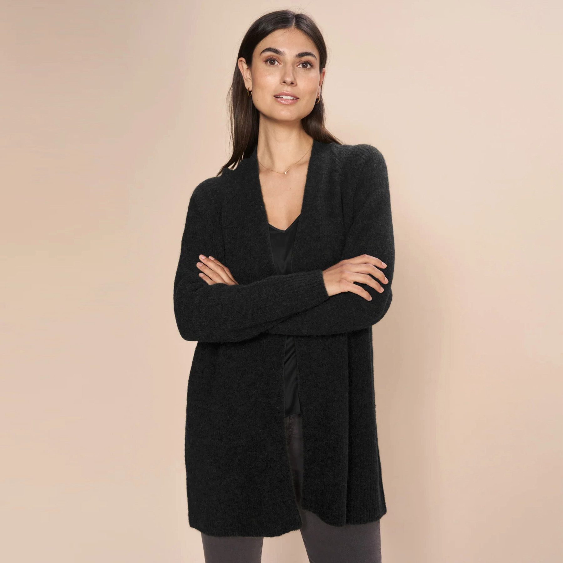 Mos Mosh Cardigan MOS MOSH Cardigan THORA LONG mit Alpaka - Black