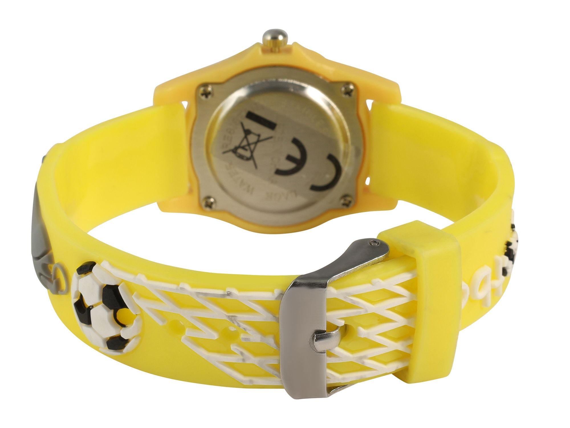 Qbos Quarzuhr mit Silikonband, Motiv Fußball, Ø 28 mm