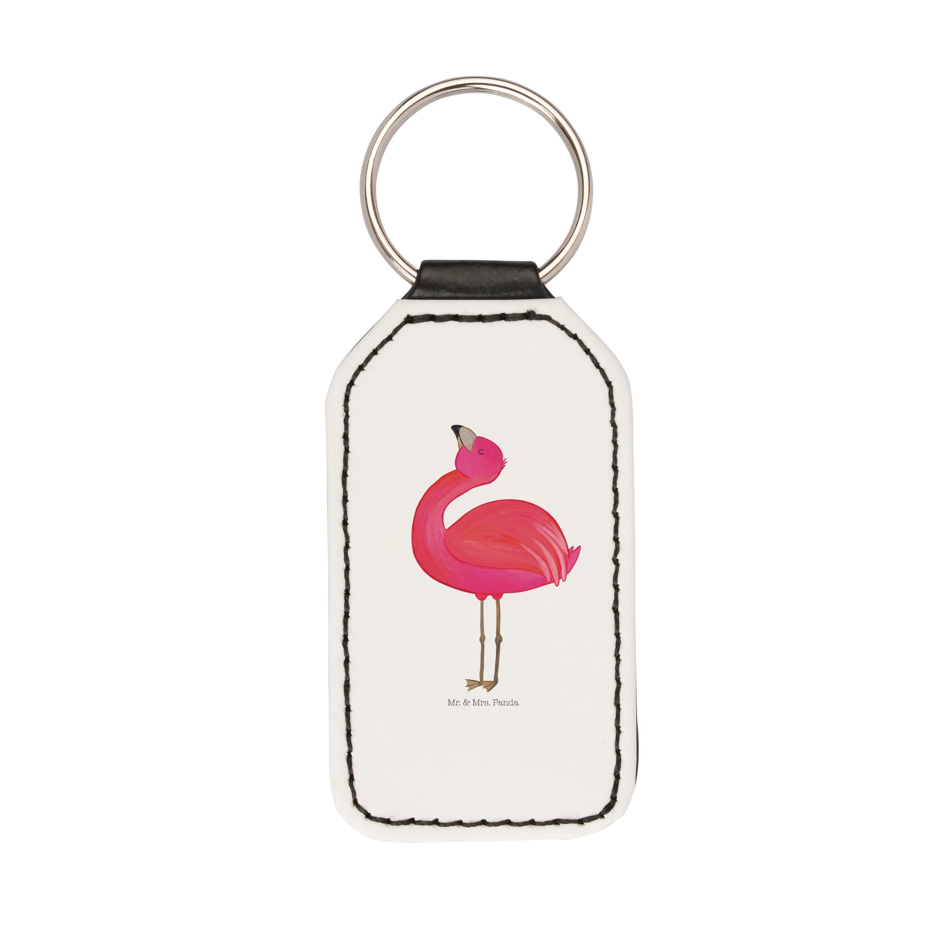 Mr. & Mrs. Panda Schlüsselanhänger Flamingo stolz - Weiß - Geschenk, beste Freundin, Anhänger, Schlüssel (1-tlg)