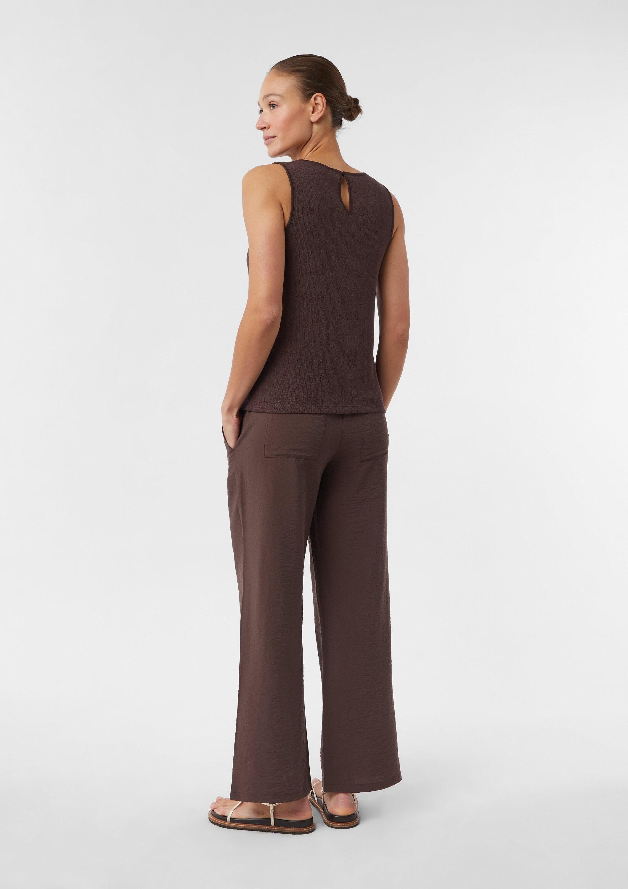 comma Chinos Hose Strukturierte Wide-Leg-Hose aus Viskosemix mit Elastikbund