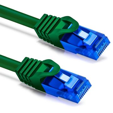 deleyCON deleyCON 15m CAT6 Patchkabel Netzwerkkabel Ethernet LAN DSL Kabel Grün LAN-Kabel