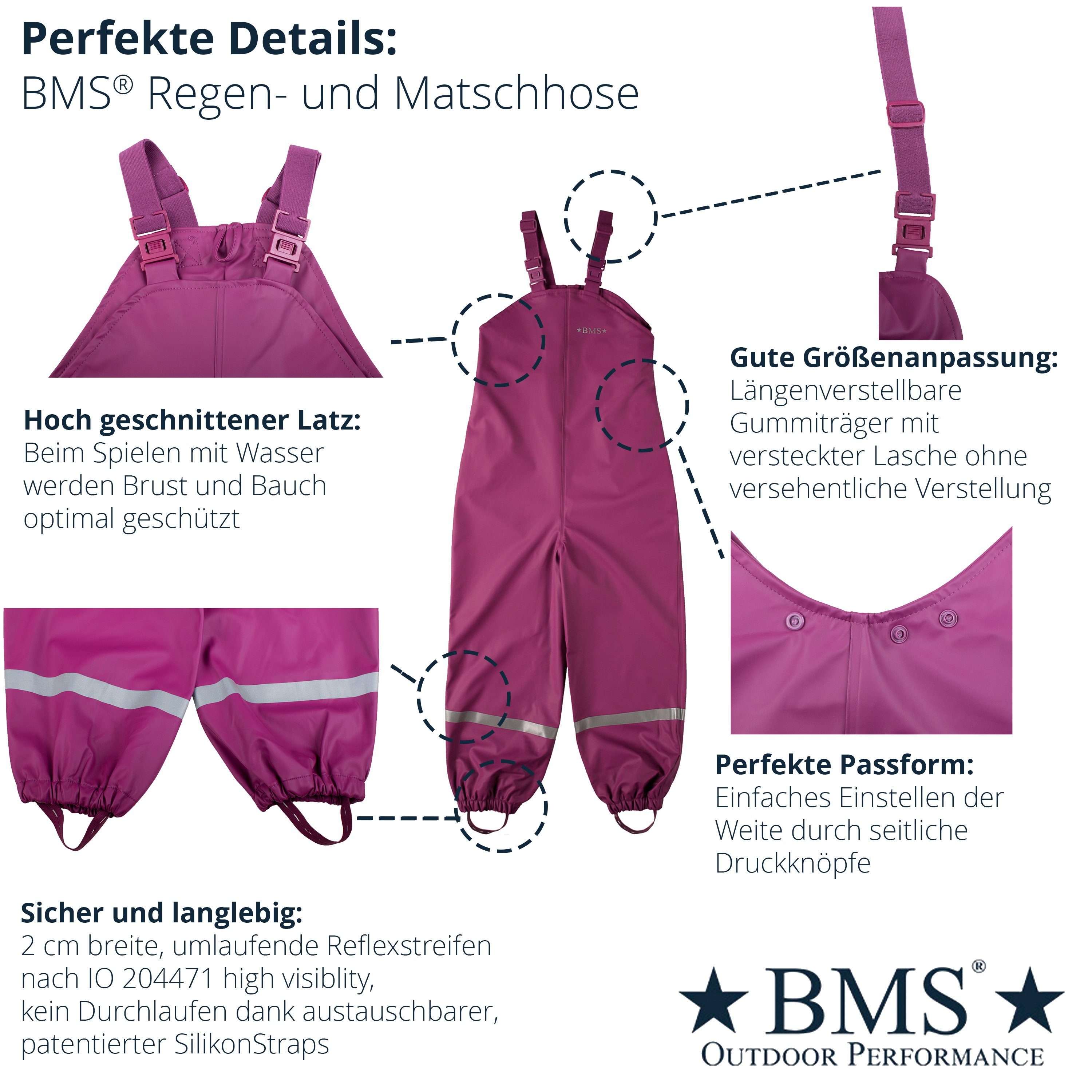 BMS Regen- und Matschlatzhose Räuberwald 100% wasserdichte Regenlatzhose OekoTex zertifiziert