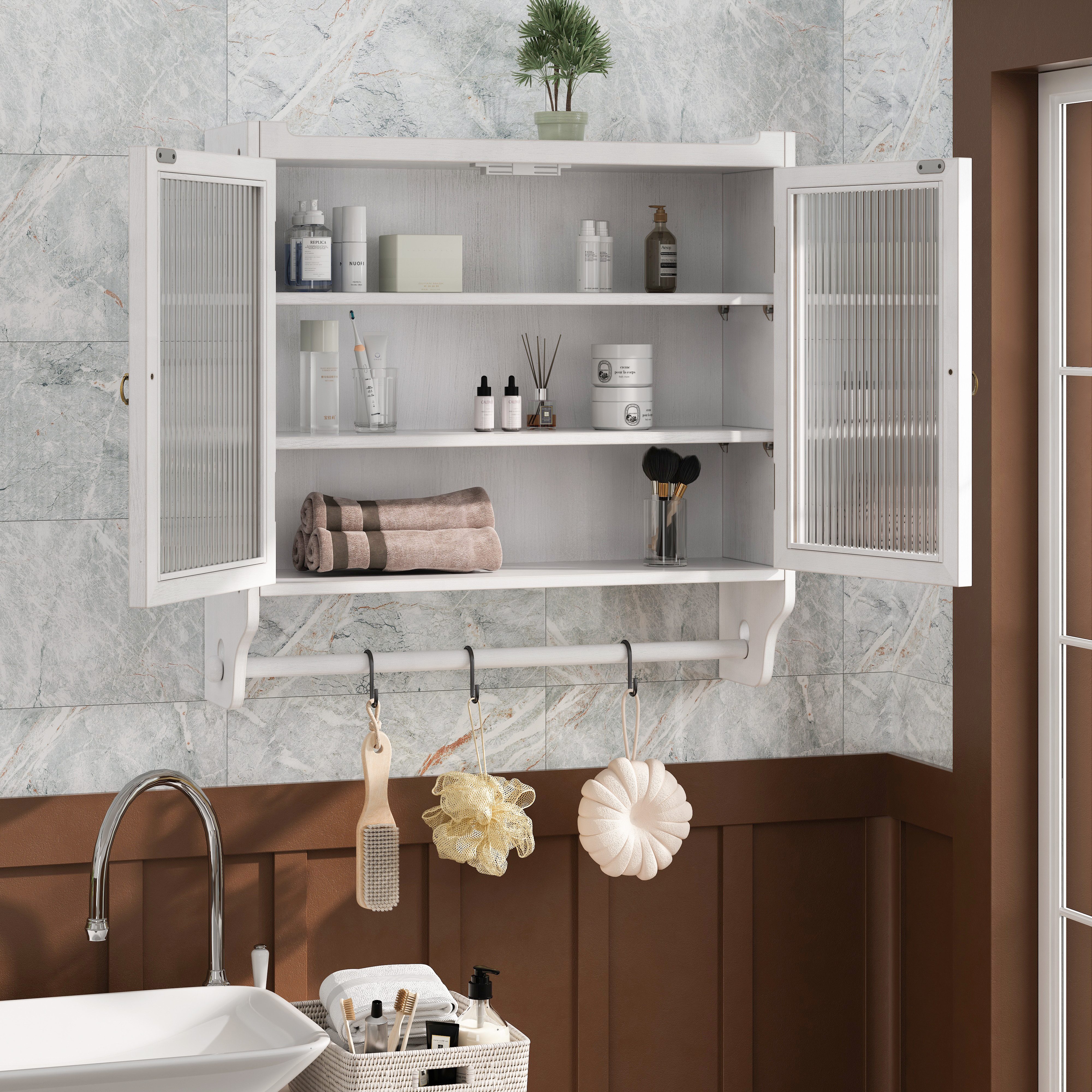 OKWISH Hängeschrank Wandhängeschrank,Glas-Wandregal (Vintage 63 cm günstig online kaufen