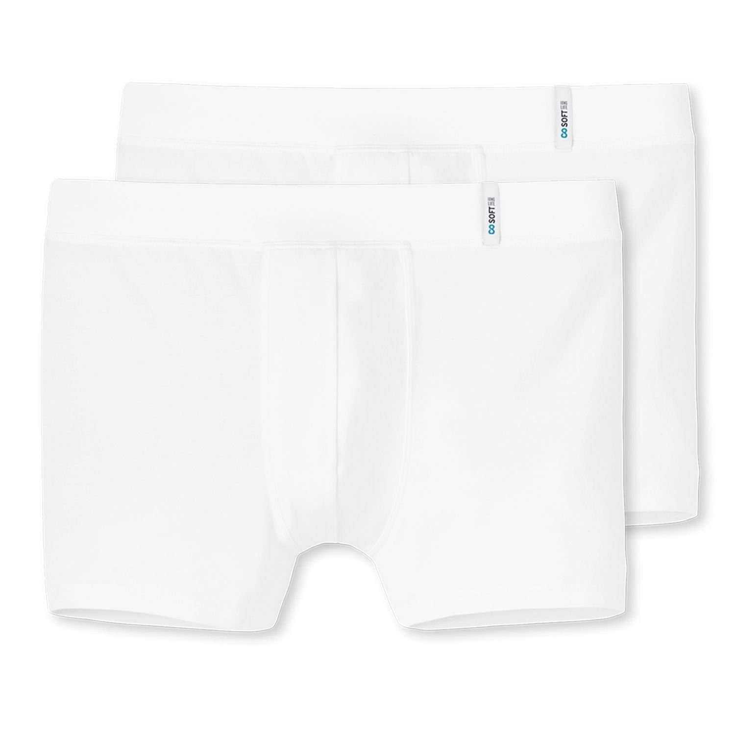 Schiesser Boxershorts Long Life Soft (2-St) ohne Eingriff, körpernaher Schnitt, innenliegender Webgummibund Weiß