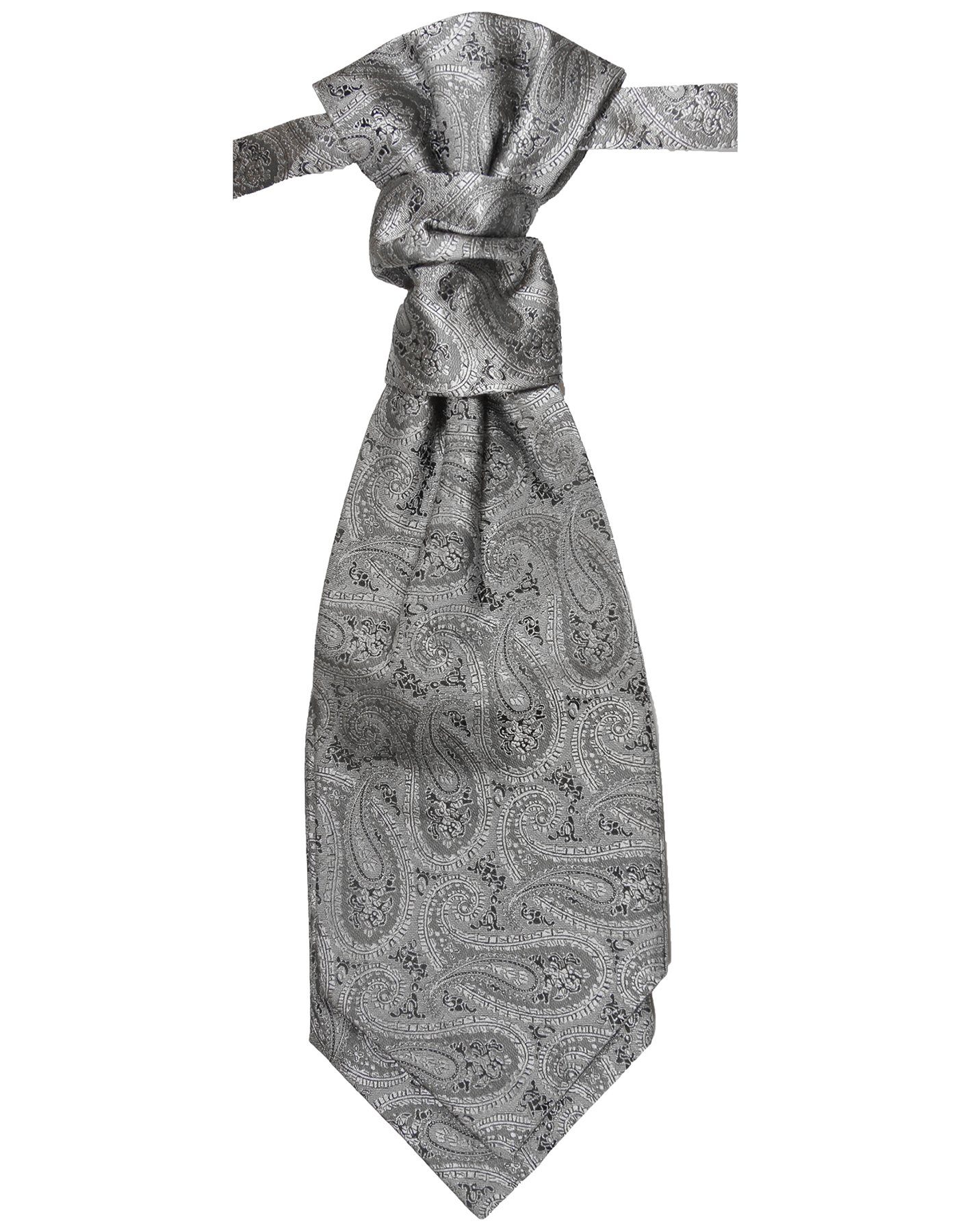Paul Malone Krawatte Elegantes Herren Plastron paisley Hochzeitskrawatte - vorgebunden silber grau v30
