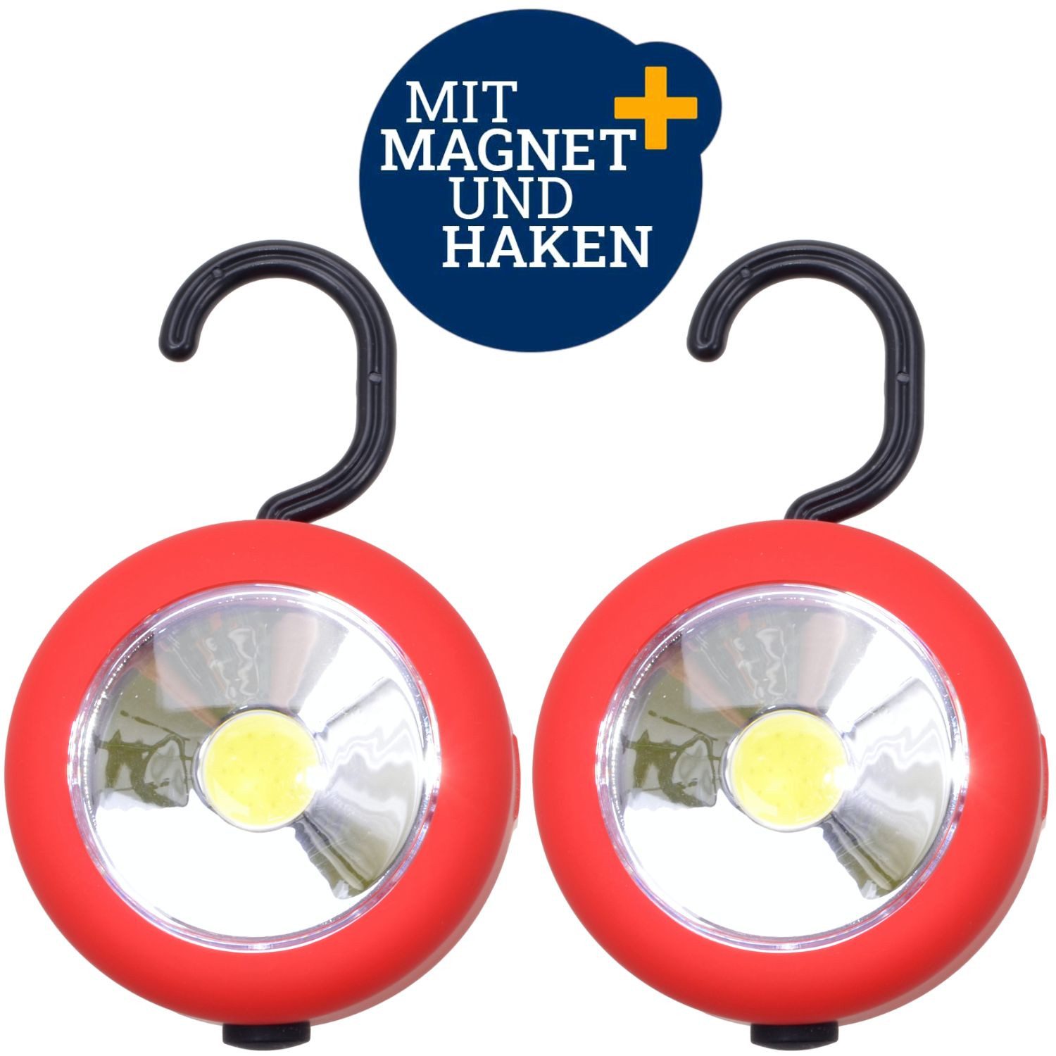 Diedrich Filmer GmbH LED Arbeitsleuchte 2x COB LED Leuchte Magnet Haken Taschenlampe, LED, Arbeitsleuchte Werkstatt Camping Boot Haushalt Handlampe Lampe Licht