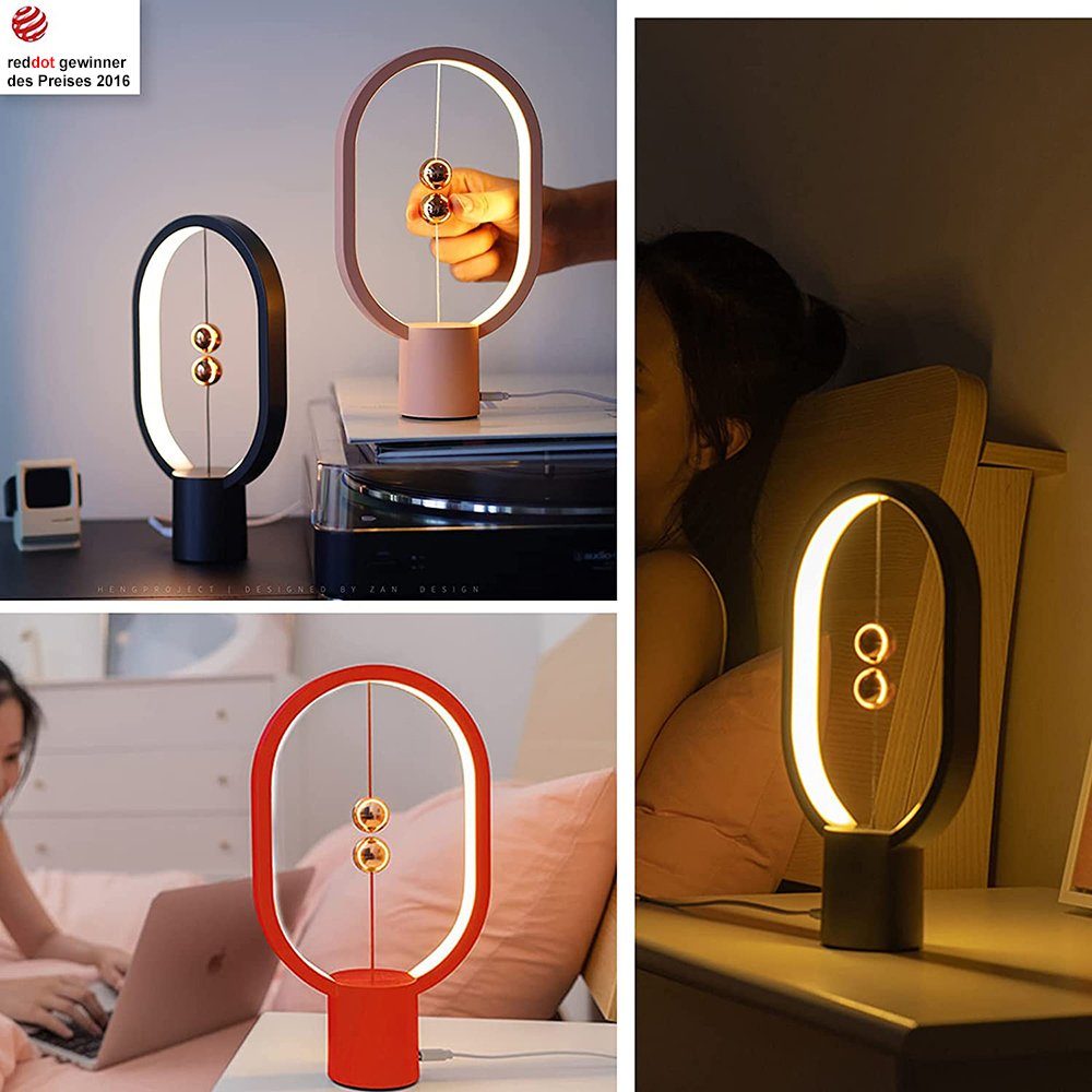 Magnetischer LED für Warmweiß, Nachttisch Nachttischlampe Büro Heng Schlafsaal USB, Schalter, Licht Balance Rosa Deko, Rosnek