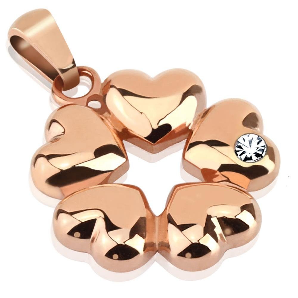 aus (1-tlg), Edelstahl 5 Halsketten BUNGSA Unisex Herzen Anhänger Set Rosegold Pendant Anhänger