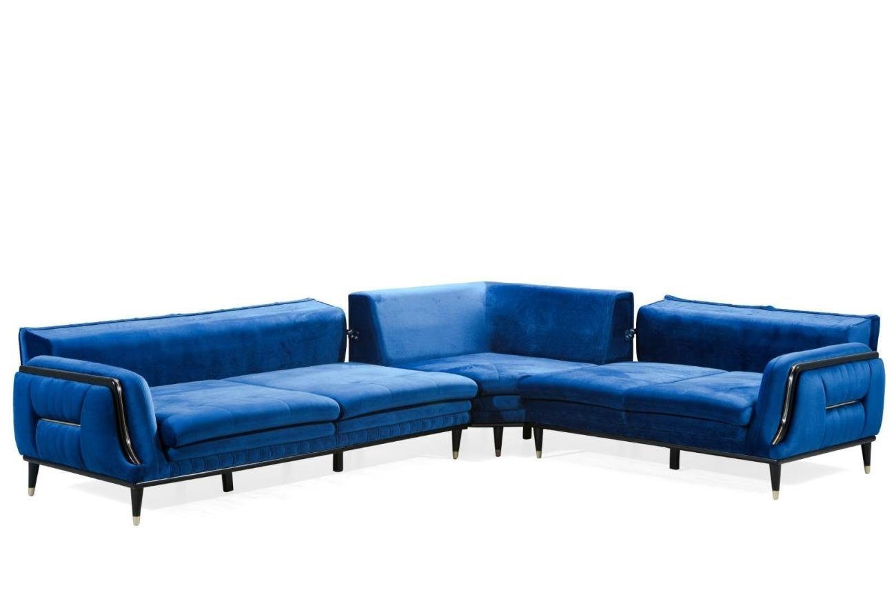 Made L-Form Ecksofa Teile, Bezug, Eckcouch Polstersofa in Europa Designer Textil Blaues JVmoebel 3