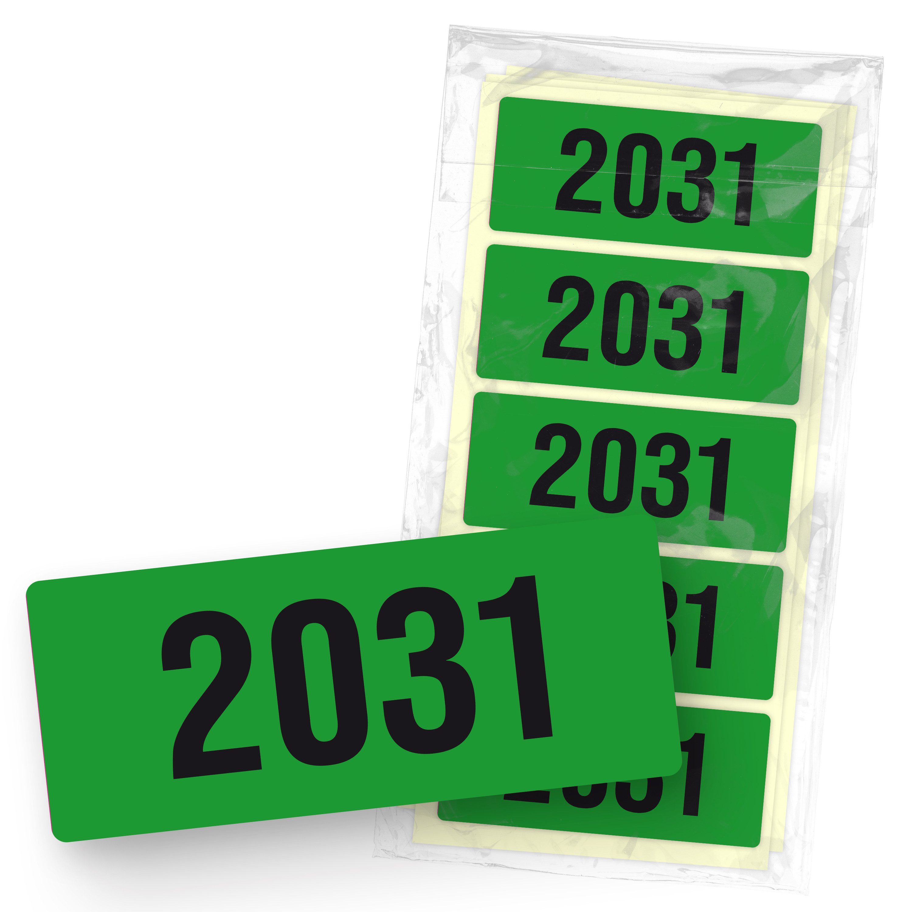 itenga Aufkleber itenga 50x Jahresetiketten 2031 GRÜN rechteckig 6 x 2,5 cm aus Haftpap