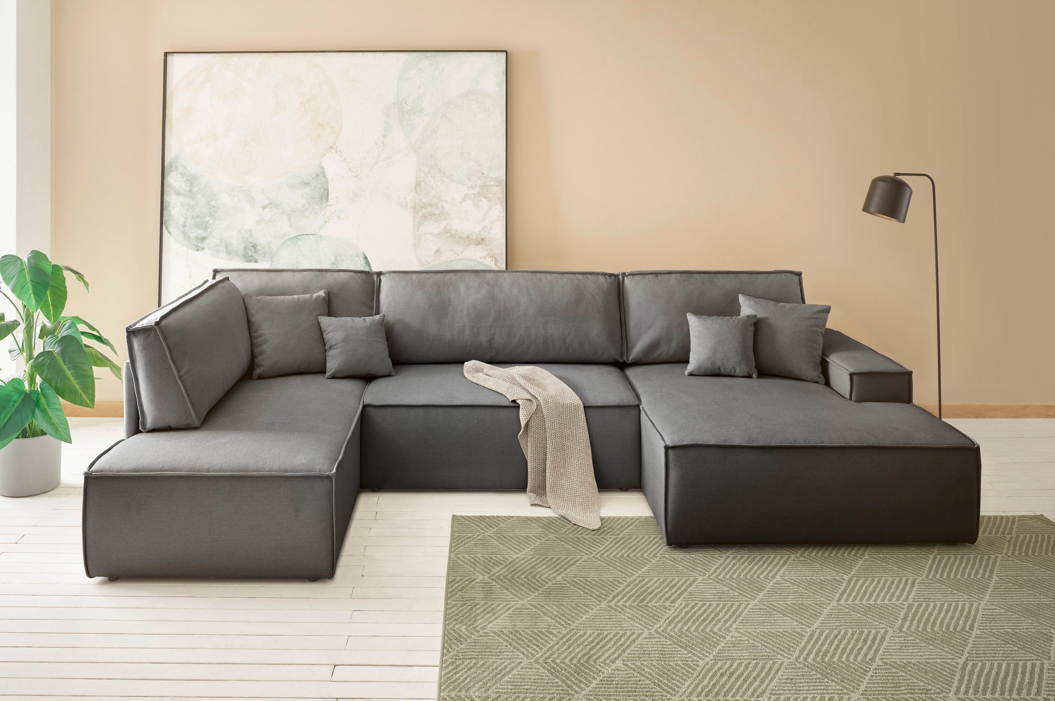 andas Wohnlandschaft FINNLEY Bettkasten, der cm, Collection Schlafsofa 194/139 / 329 XXL cm, freundin Liegefläche U-Form Home aus