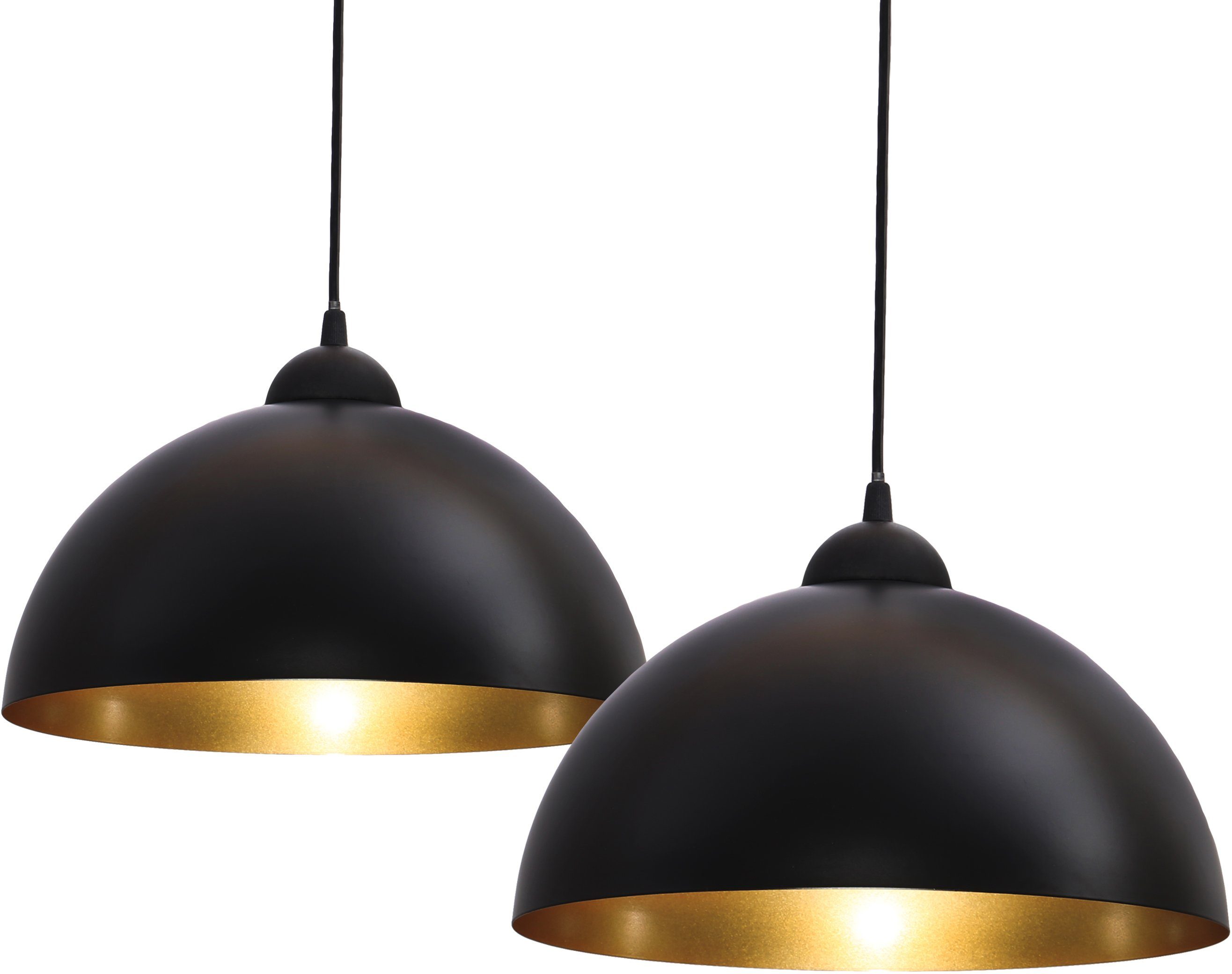 ohne Ohne Pendellampe, Leuchtmittel, Pendelleuchte (max.60W), Ø30cm, Schwarz-Gold B.K.Licht BK_PL1093 Hängelampe, 2er Set, Fassung, E27 Leuchtmittel Retro