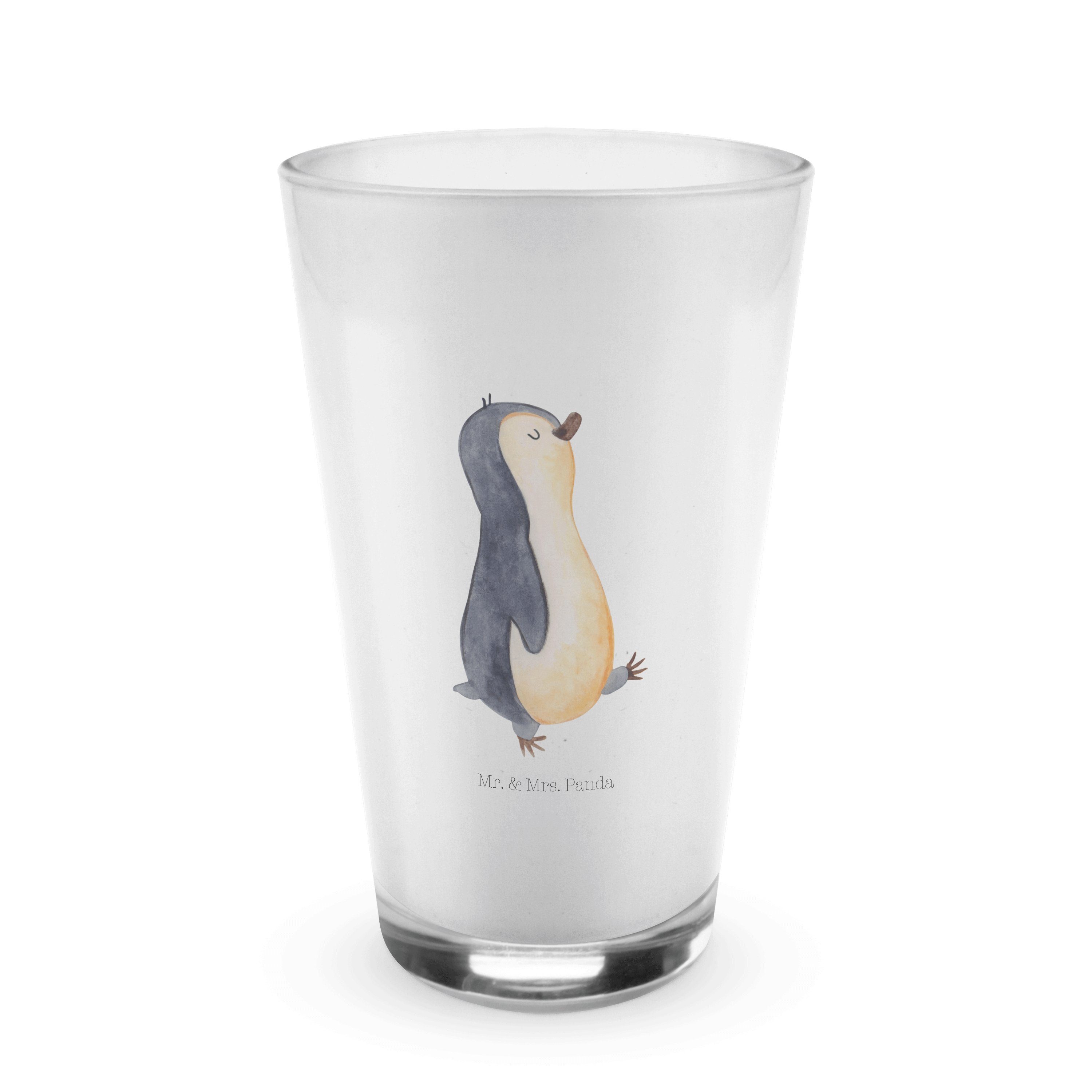 Mr. & Mrs. Panda Glas Pinguin marschierend - Transparent - Geschenk, Schwester, Glas, stolz, Premium Glas