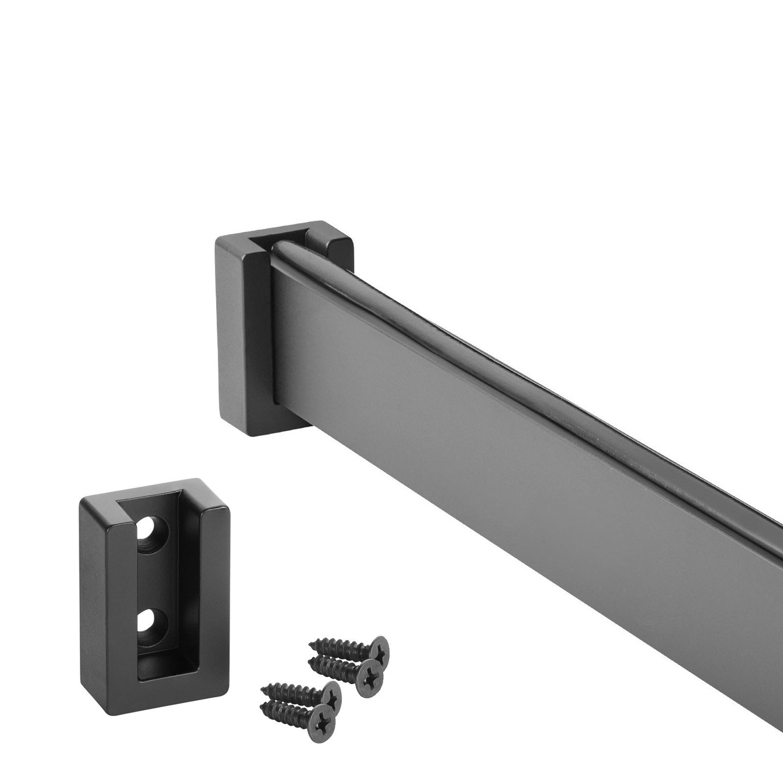 SO-TECH® Kleiderstange Schrankstange mit Gummiauflage und Schrankstangenlager (Spar-Set, 1 St), Kleiderstange schwarz matt eloxiert 1000 mm, 30 x 12 mm, Alu