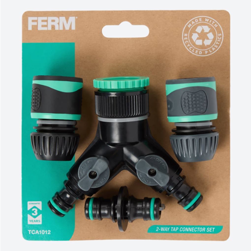 Thumbnail - Ferm 2-Wege Verteiler Wasserverteilungssystem 4tlg. TCA1008 Schlauchadapter 1/2"