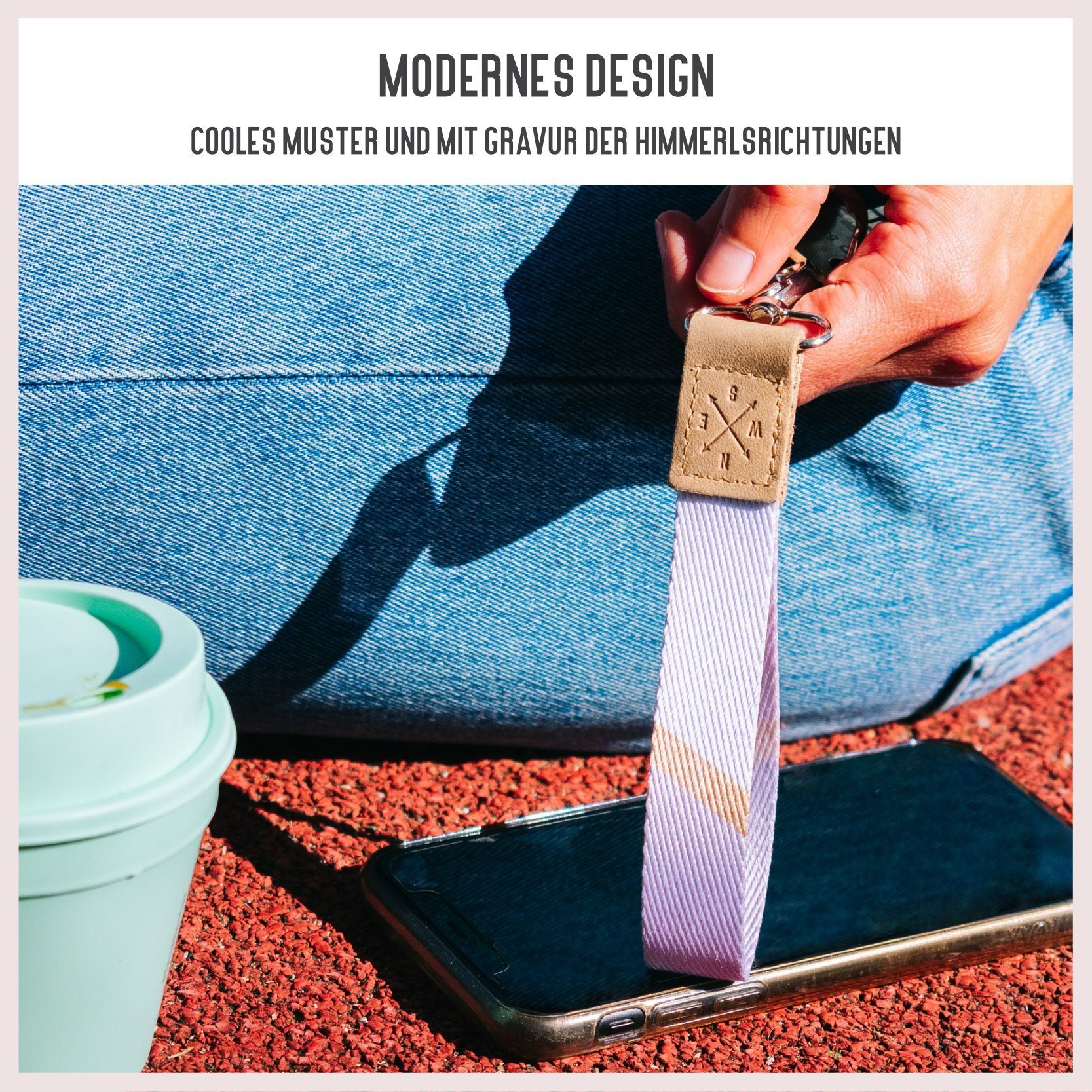 Things of Happiness Schlüsselanhänger Schlüsselband kurz mit Schlüsselring und Karabiner, kurzes Lanyard, Geschenk